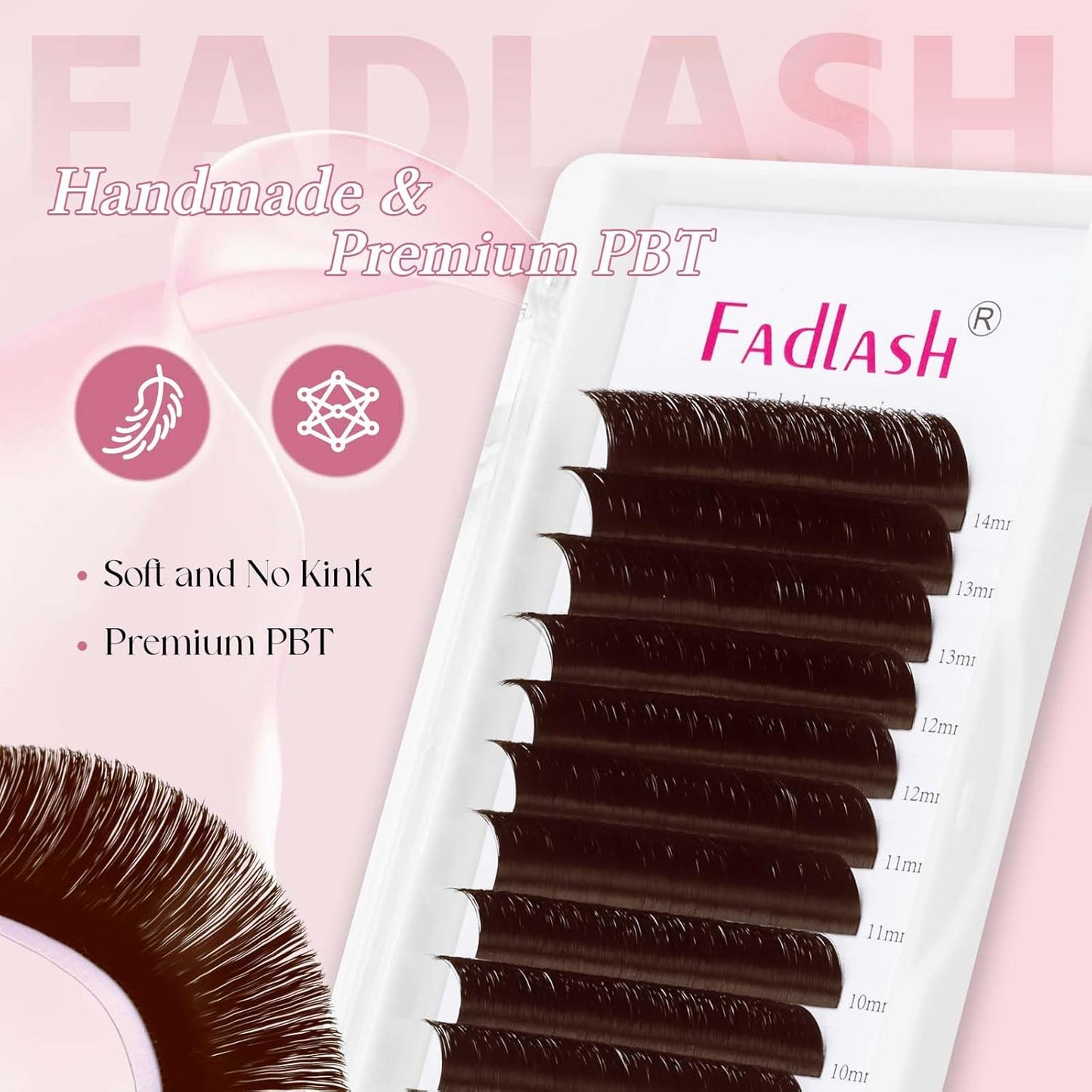 FADLASH Colored Lash Extensions Dark Brown Easy Fan Eyelash Extensions Volume Lashes C/D Curl Lash Extension 0.07 Self Fanning Eyelash Extension (Dark Brown-0.07C, 15-20mm)