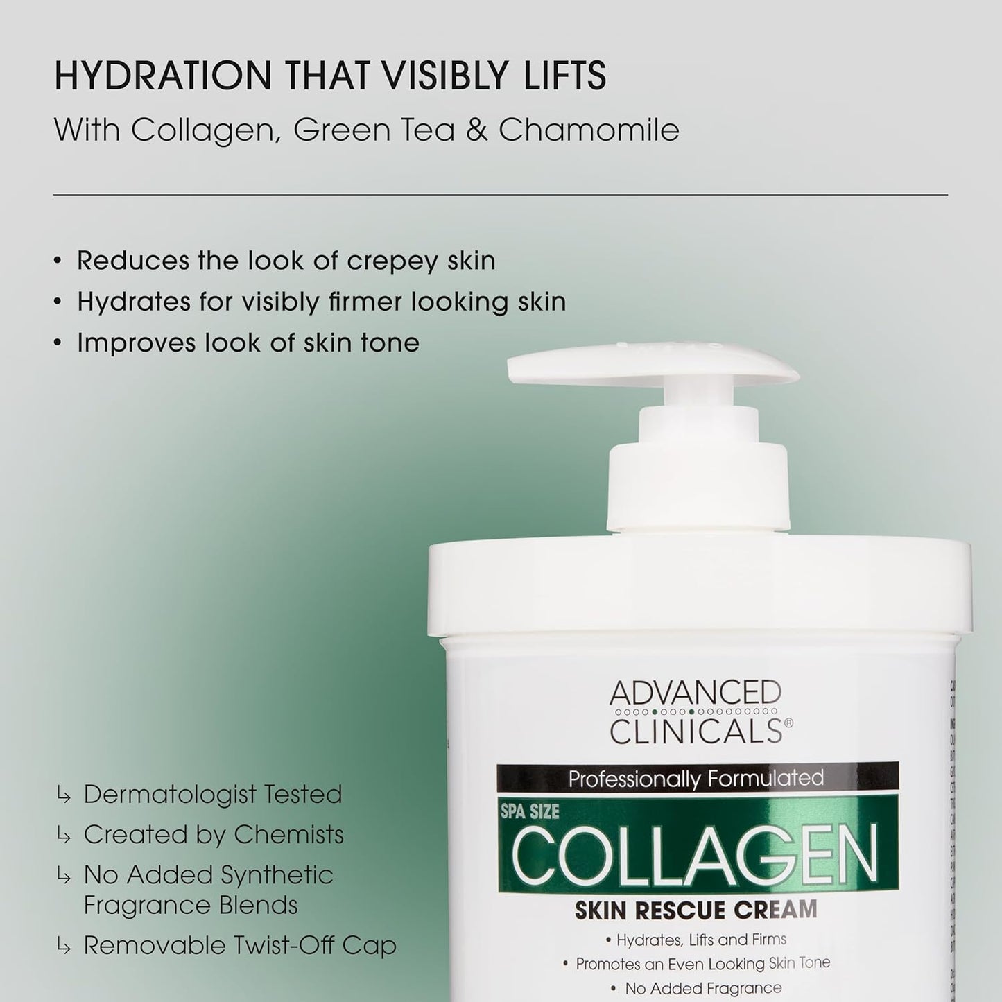 Advanced Clinicals Unscented Collagen Cream Face Moisturizer & Body Lotion + Collagen Body Oil Skincare 2pc Set For Women & Men Helps Reduce Appearance Of Crepey Skin, Wrinkles, & Dry Skin, 2PC Set