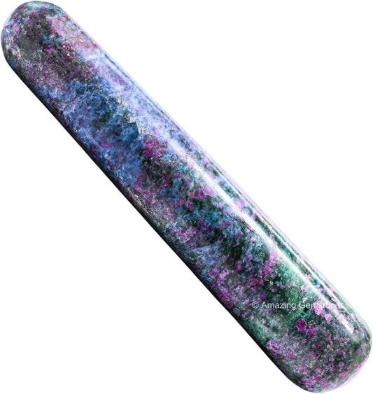 Amazing Gemstone Ruby Kyanite Crystal Wand Massage Stick - Pelvic Wand Gua Sha for Adults - Crystals and Healing Stones Massage Wands for Adults Gifts (Smooth)
