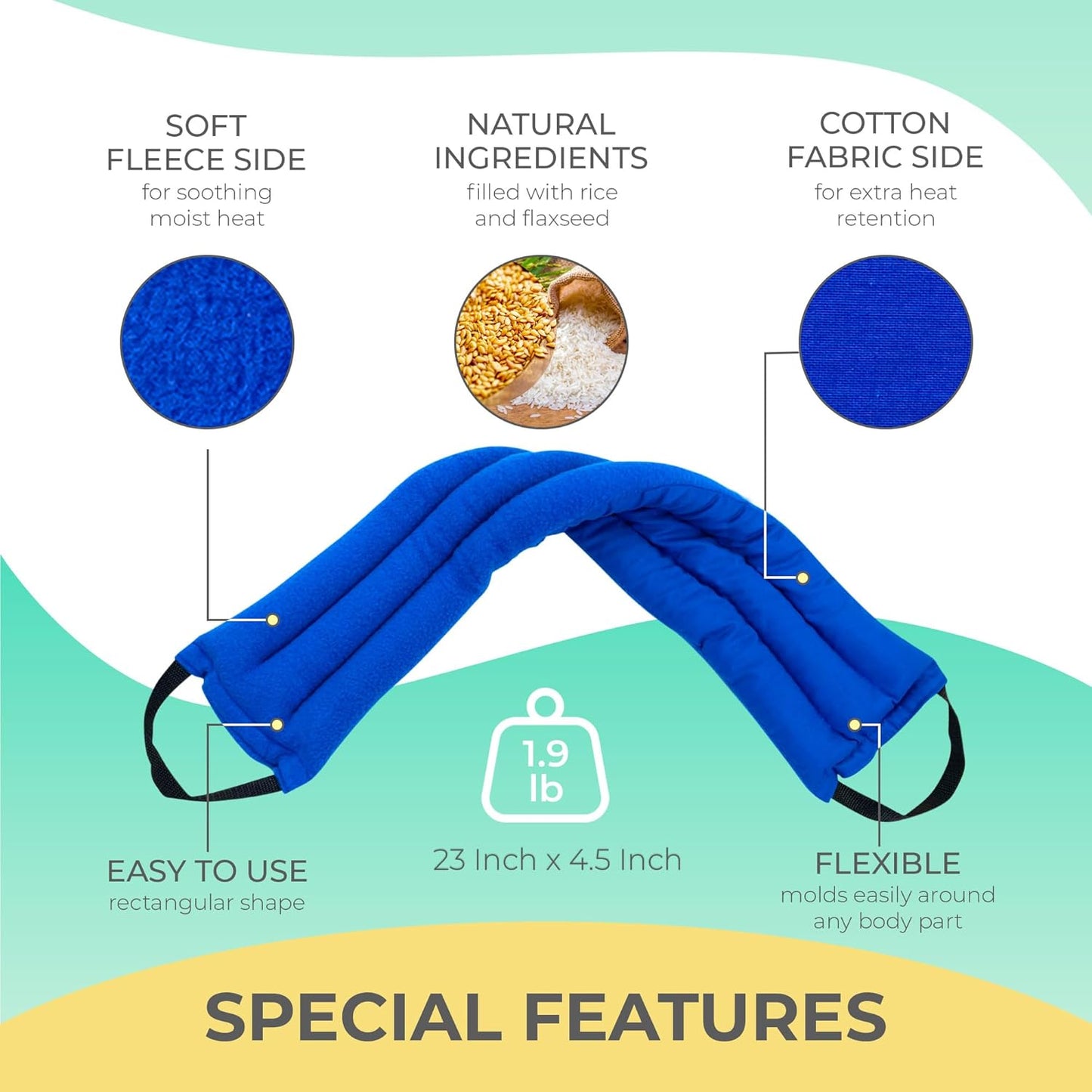 Microwavable Heating Pads for Lower Back, Neck, and Shoulder Pain Relief - Moist Microwave Heating Pad for Muscles and Joints - Microwave Hot Pack Heat Pad for Cramps -3 Heat Pack Blue
