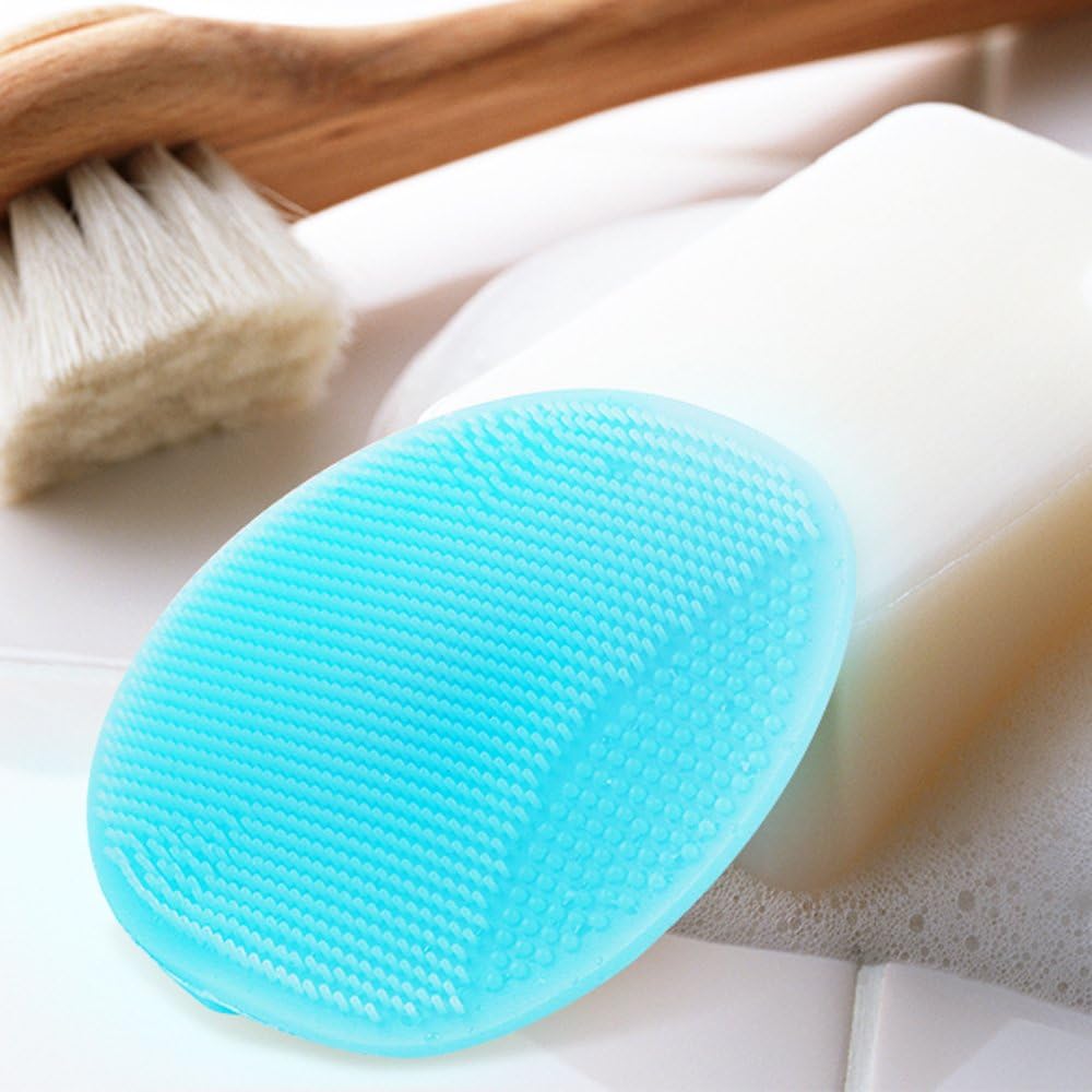 INNERNEED Soft Silicone Facial Cleansing Brush Manual Face Scrubber Exfoliating Massage Scrub Acne Blackheads Remove Handheld Pads for Sensitive, Delicate, Dry Skin (Pack of 2)