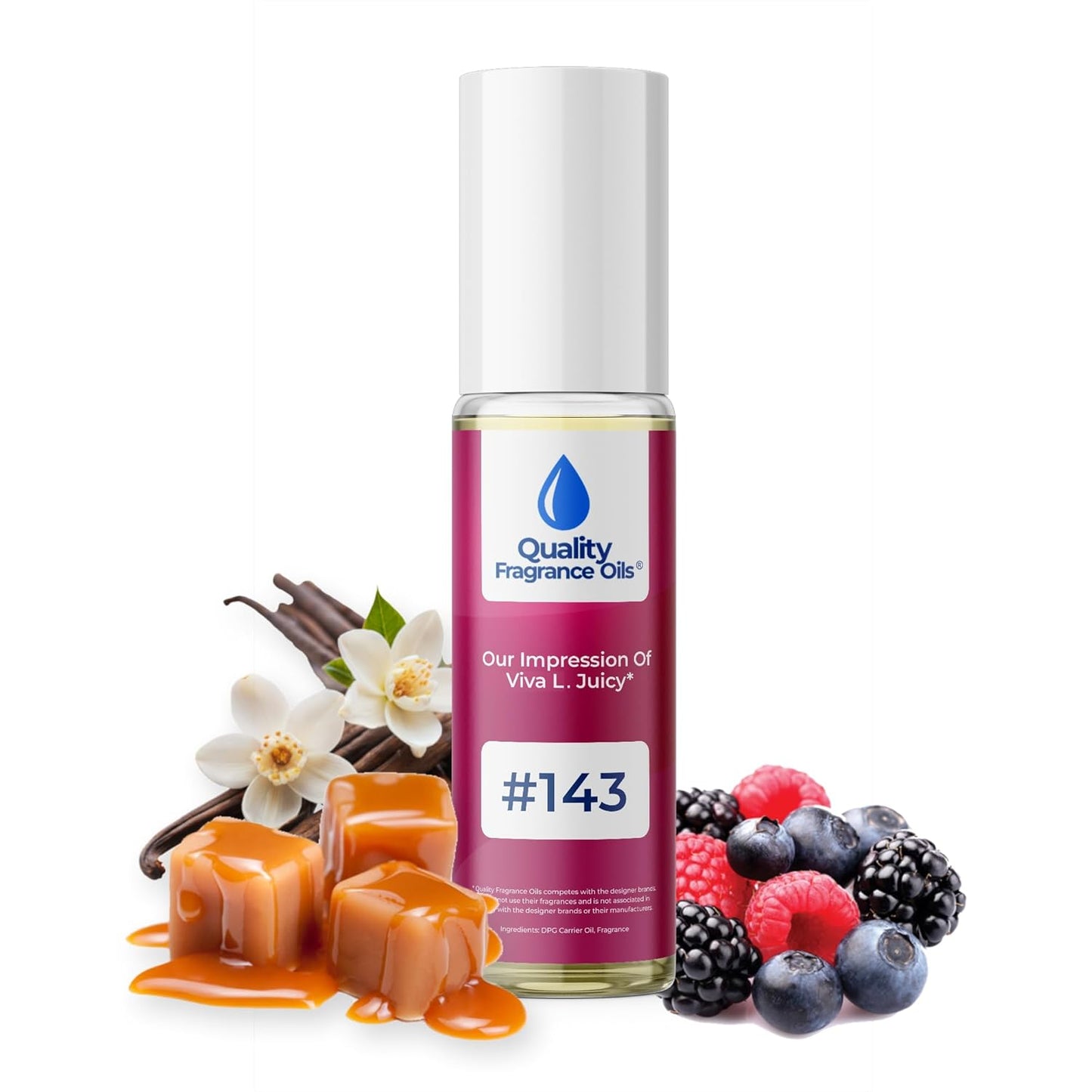 Quality Fragrance Oils' Viva Juicy Impression #143 | Long-Lasting Perfume Oil, Alcohol-Free, Strong Scent, 10ml Roll-On | Affordable Alternative to Designer Fragrances