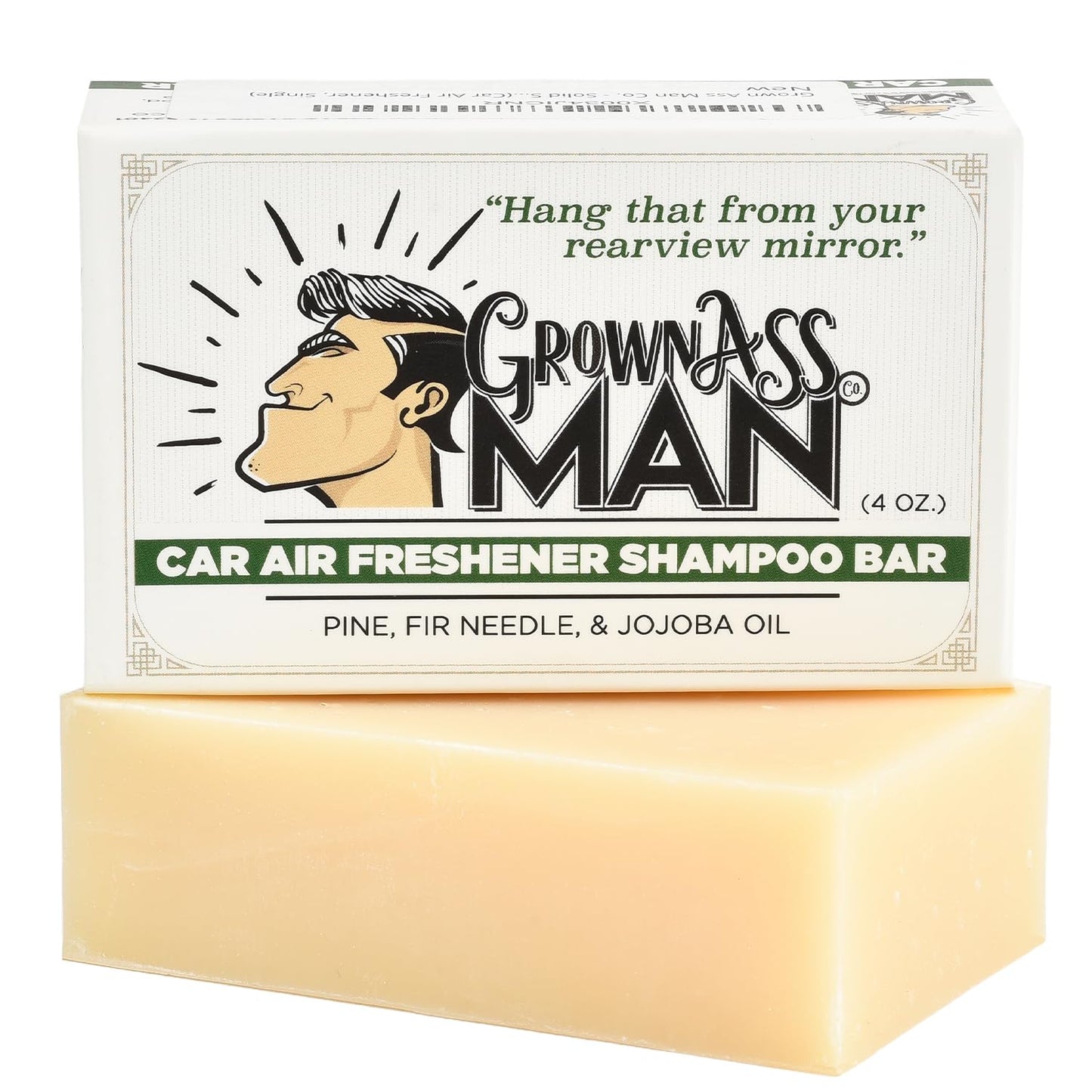 Solid Shampoo Bar Rich Lather 3 in 1: Hair, Beard & Body Wash - Plastic Free & Eco-Friendly, Natural & Organic for All Hair Types, 4oz Bar (Car Air Freshener, Single)