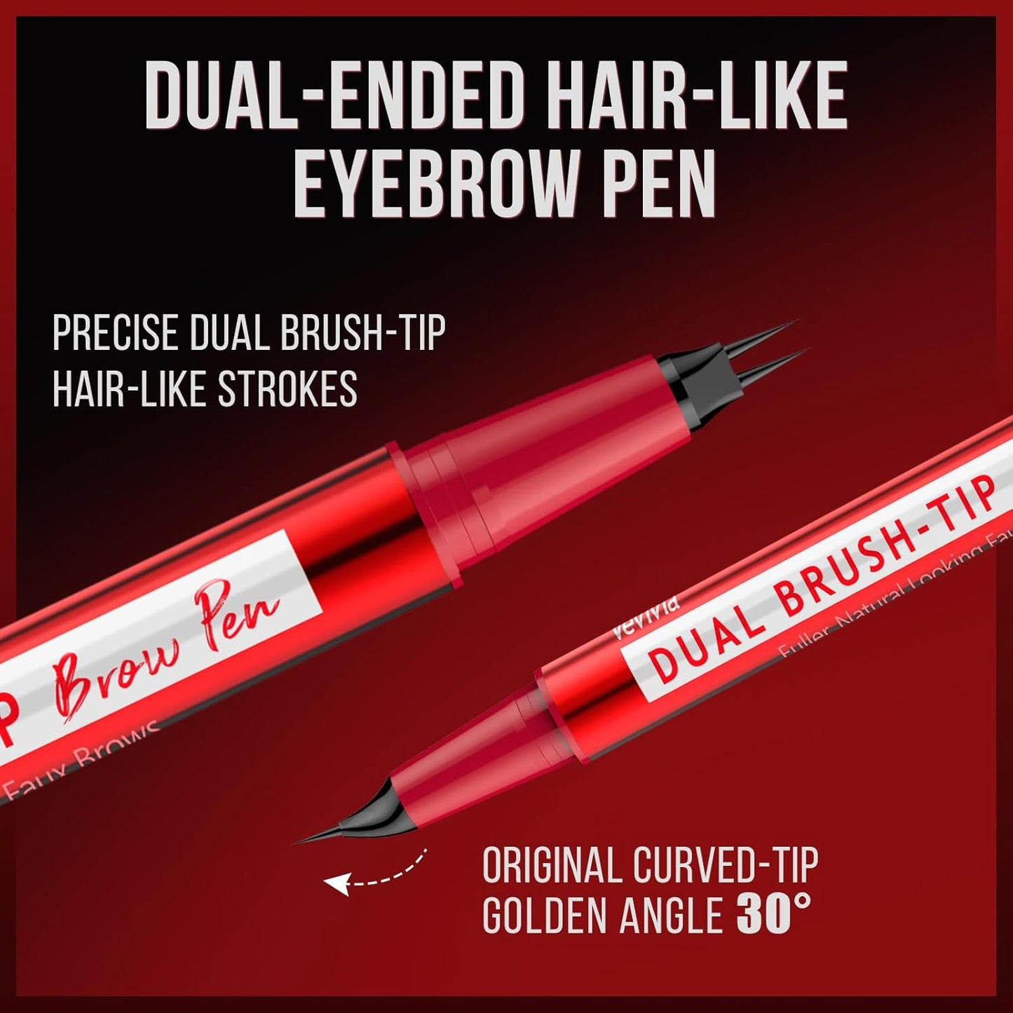 Vevivia Eyebrow Pencils for Women - Eyebrow Pen with Dual-Brush-Tip & Curved Tip for Natural Fuller-Looking Brows, Precise Hair-Like Strokes for All Brow Types, Last All-Day Brow Makeup, Grey