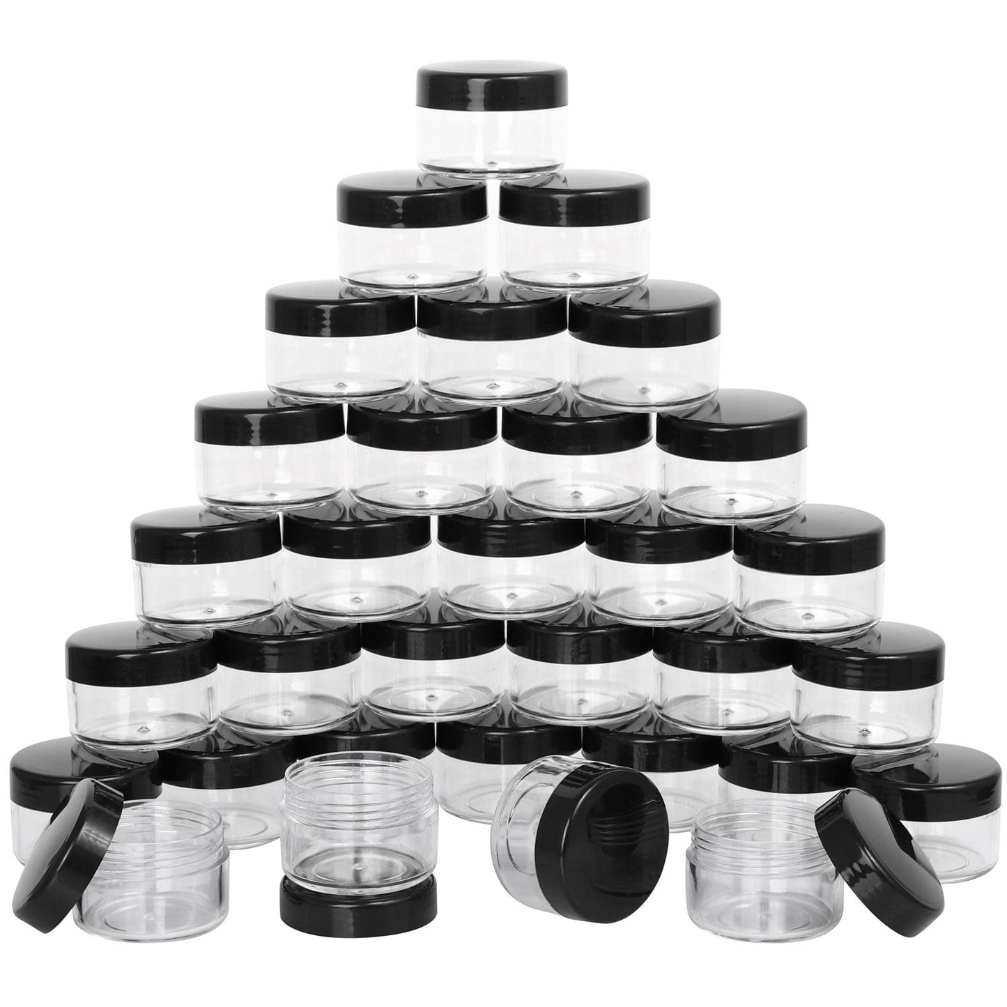 100 Count Small Sample Containers Makeup Jars 15 Gram Cosmetic Containers with Lids Black Traveling Jars Empty Bottles for Toiletries