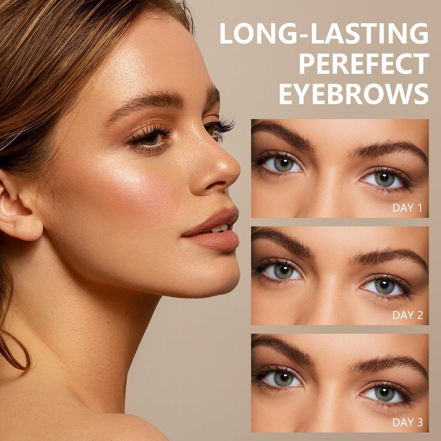 Tattoo Eyebrow Gel Easy Peel Off, Peel Off Eyebrow Tint, Easy Peel off Eyebrow Gel, Peel Off Eyebrow Tint, Waterproof & Sweatproof for All Skin Types (#2 Medium Brown + #3 Dark Brown)