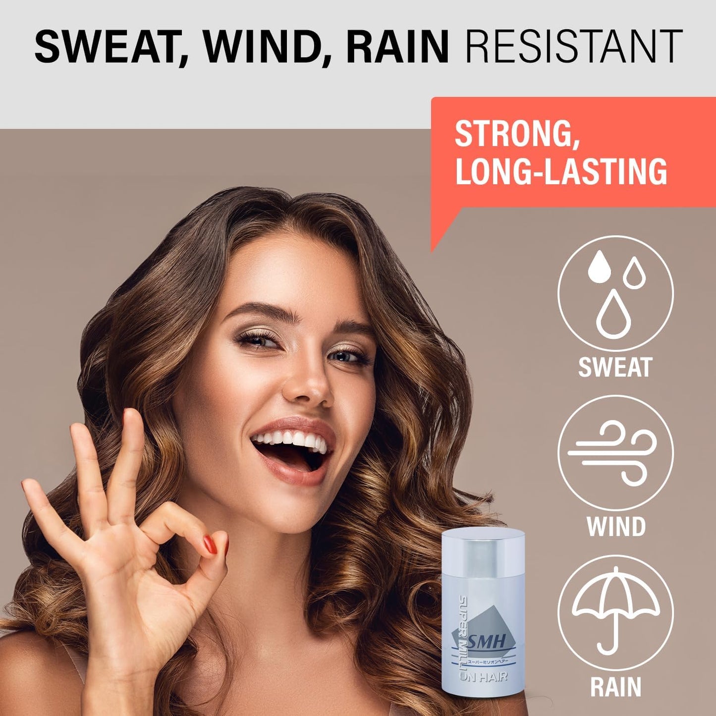 SMH Hair Fibers MADE IN JAPAN – Instantly Conceals Thinning Hair –Long-Lasting – Sweat, Water & Wind Resistant – Hair Loss Solutions For Men & Women (Light Brown, 15g)