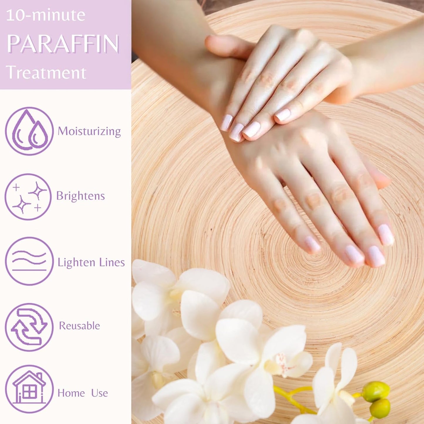 10-Minute Paraffin Hand Treatment, Home Hand Wax Spa Treatment Gloves, Rose, One-Pair