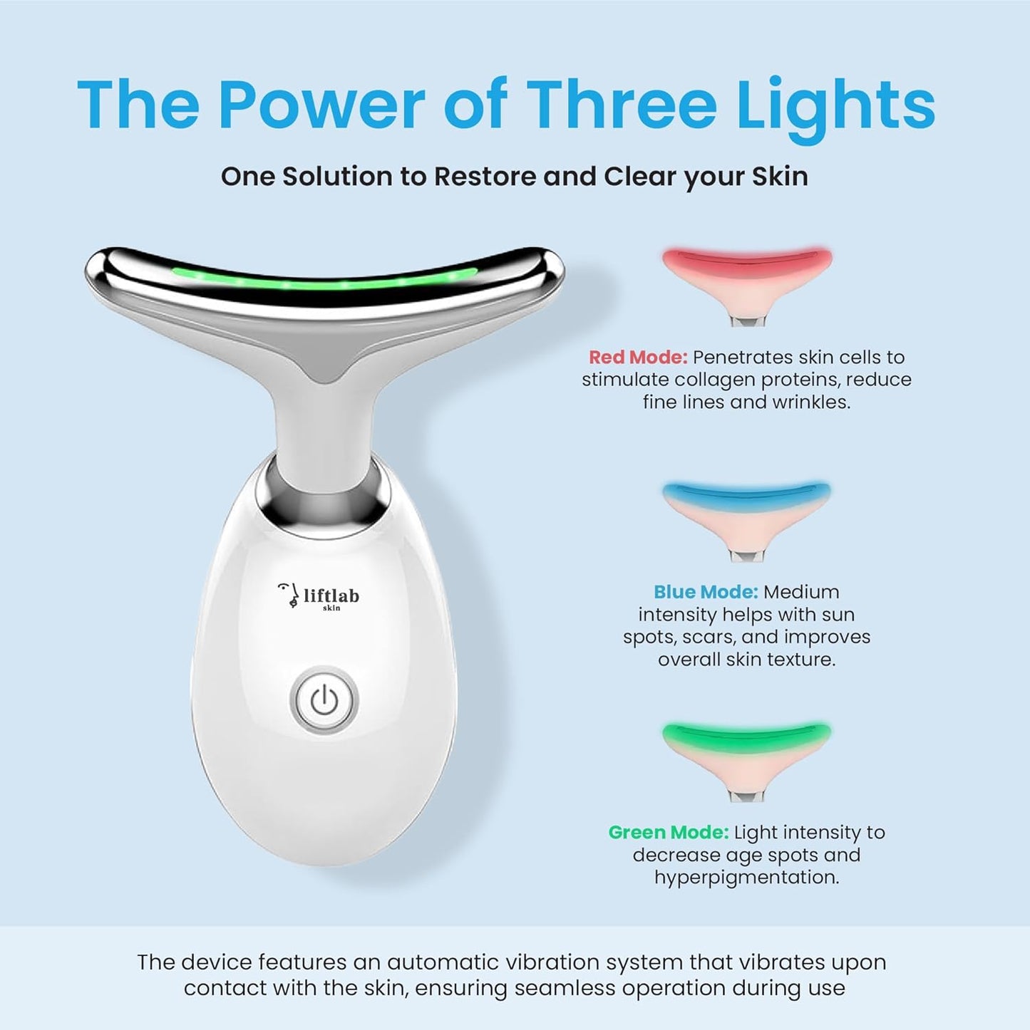 Red Light Therapy Face & Neck Massager – LiftLab 3-in-1 LED Sculptor with Blue & Green Modes – Jawline & Double Chin Tightening, Wrinkle & Spot Care -Improved Battery