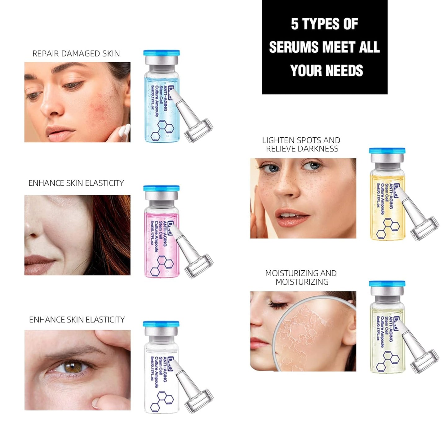 BB Facial Glow Starter Kit Facial Pigment Serum Treatment Kit,Anti-Aging Serum Pigments Set for Micro-needling Skin Treatment 10 Vials 5ml Hyaluronic Acid Ampoule foundation Essence Skin