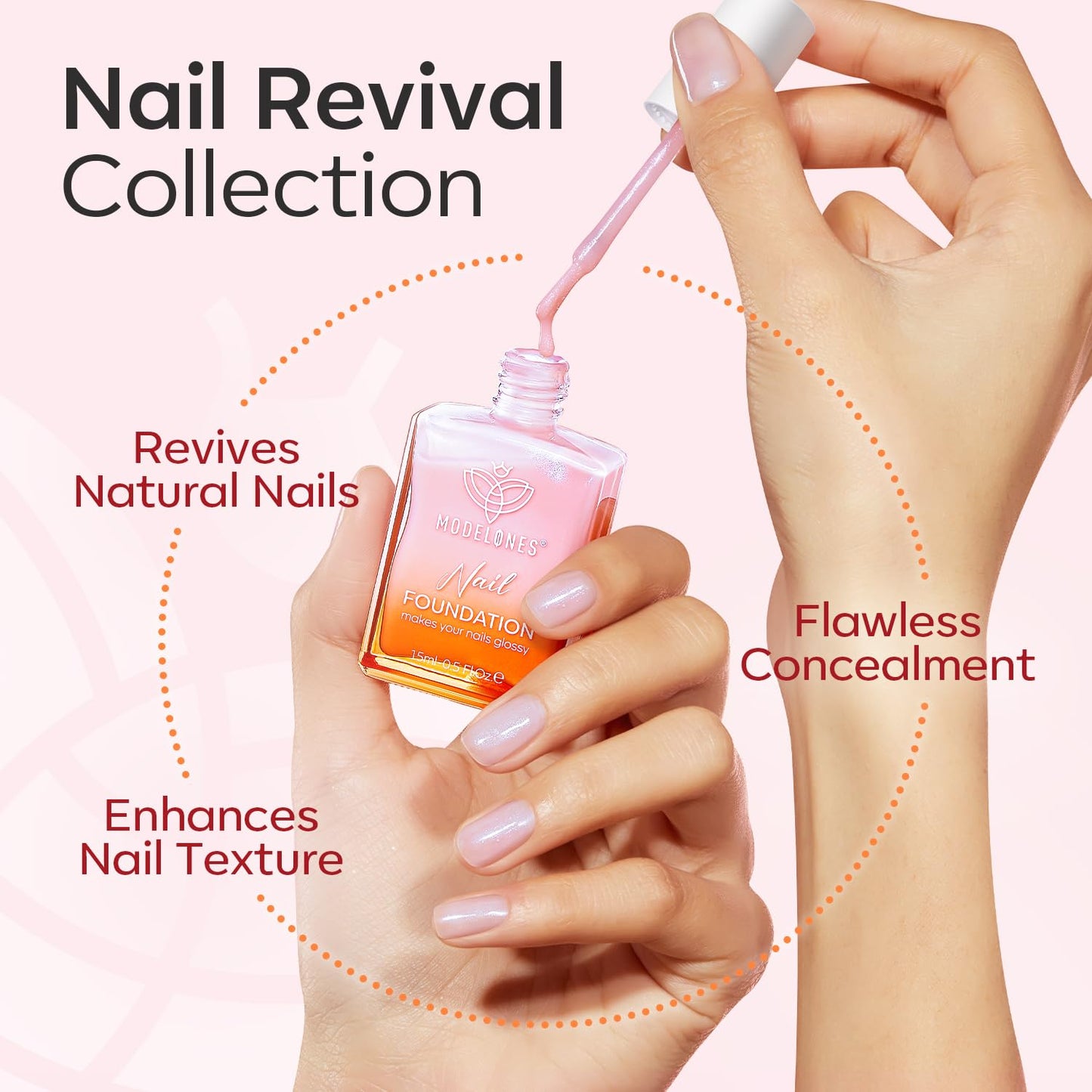 modelones Nail Strengthener Clear Gel Top Coat Nail Polish Cuticle Oil Pen Pink Nail Repair for Damaged Nails Care Kit for Women 15 ml Ridge Filler for Growth