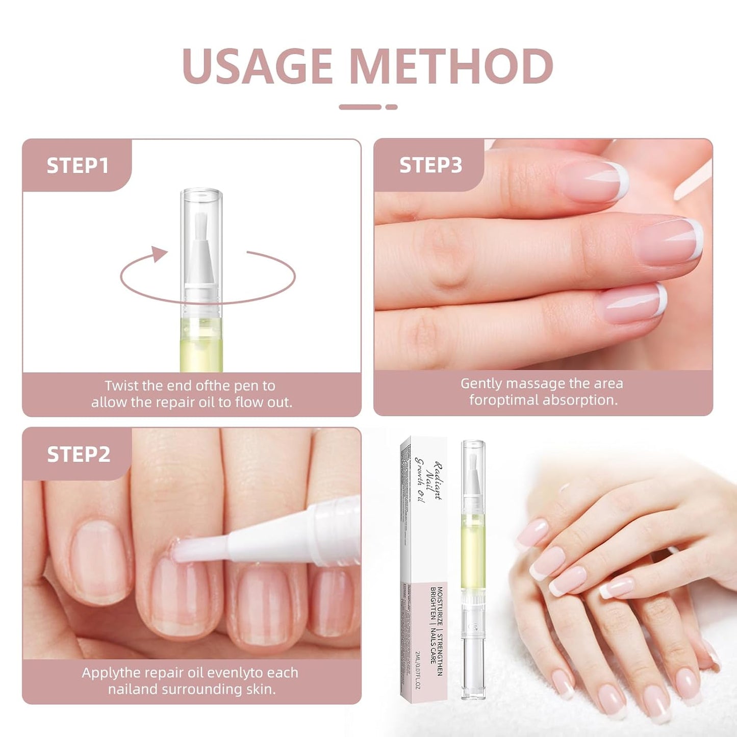 Rejuvenation Nail Growth Pen,Radiant Nail Growth & Strengthening Oil Pen with Cuticle Care and Manicure Nourishment for Moisturizing Nail Care,2Pcs