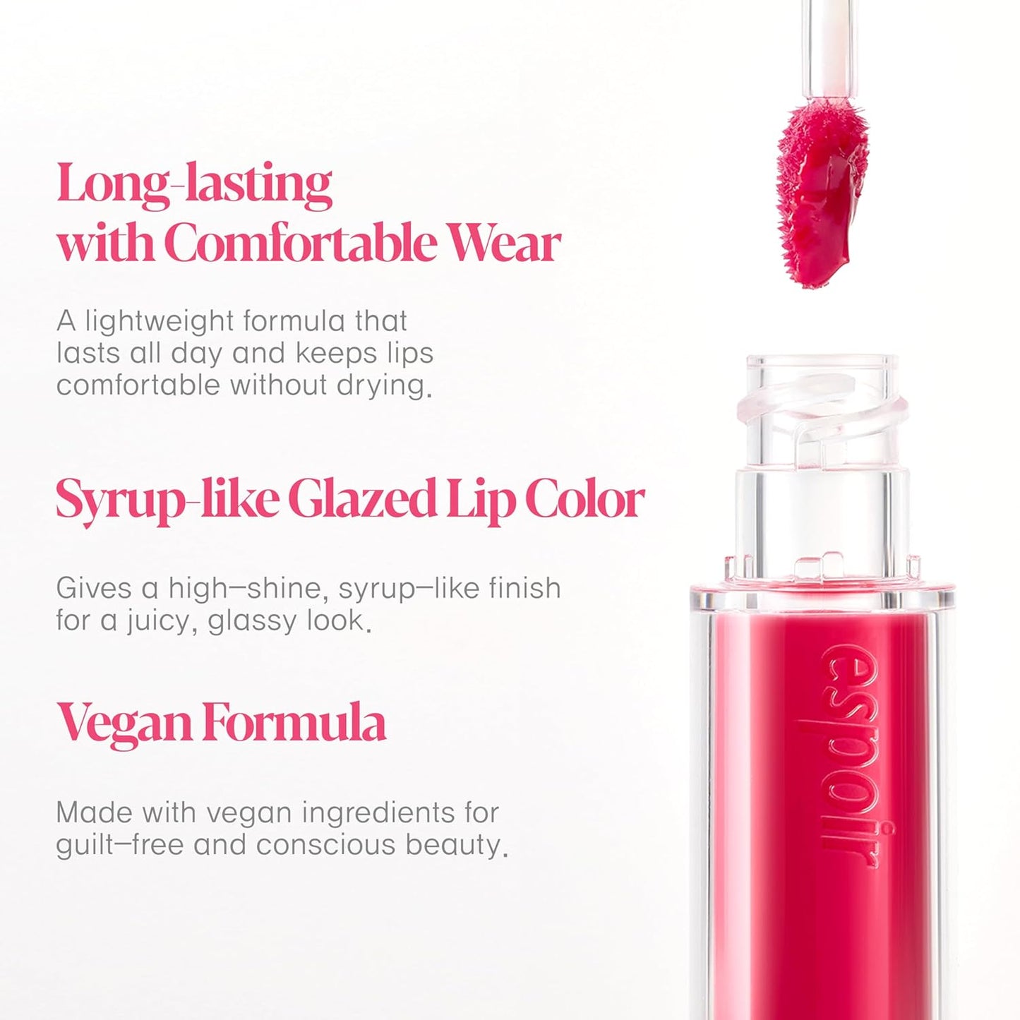 Espoir Couture Lip Tint Glaze #21 Bubbly 0.14oz | Volumizing Lip Stain with Syrupy Shine | Long-Lasting & Vibrant Color for Radiant Lip Look | Moisturizing & Glossy Lip Tint | Korean Lip Makeup