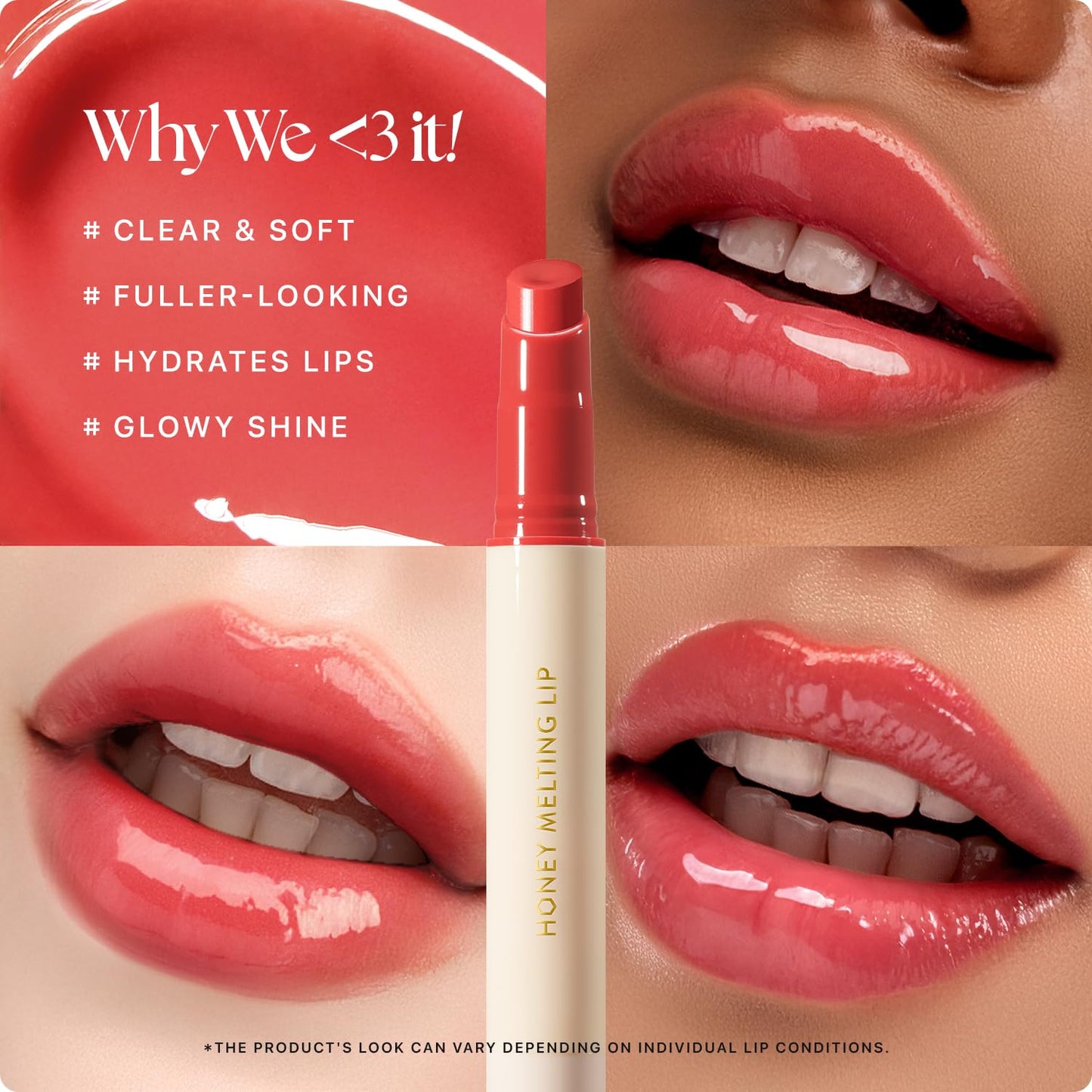 Nature Republic HONEY MELTING LIP (04 POMEGRANATE) SOFT LIP STICK, Hydrating Gloss, Moisturizing balms, Sheer tint, Shine & Glowy Finish, korean make up
