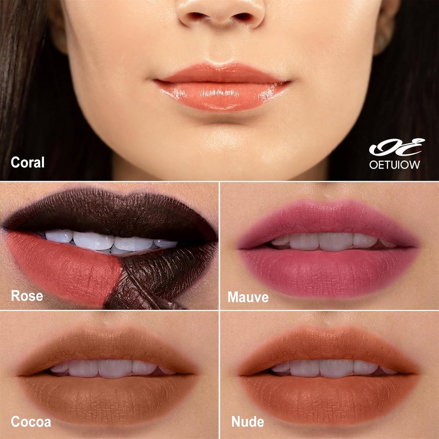 OETUIOW Lip Stain, Lip Liner, Waterproof Moisturizing Long-Lasting, Non-Stick Cup for Women All Skin Types, Nude Color