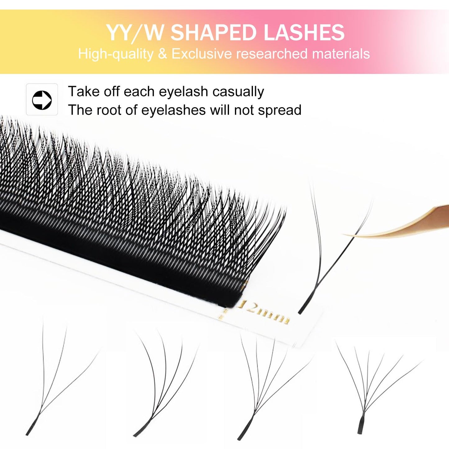 W Lash Extensions Supplies 6D Eyelash Extensions W Shape 0.07mm Thickness C Curl 13mm Premade Fans Easy Fan Lashes Volume Matte Black 12 Rows Crisscross Eye Lashes(W-6D-0.07-C,13mm)