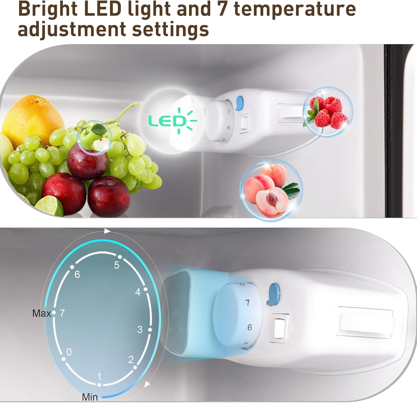 Mini Fridge with Freezer, 3.2 Cu. Ft. Small Fridges with Freezer, Refrigerators Adjustable Thermostat, Apartment Size Refrigerator with Freezers for Office, Apartment, Dorm, Kitchen, Black