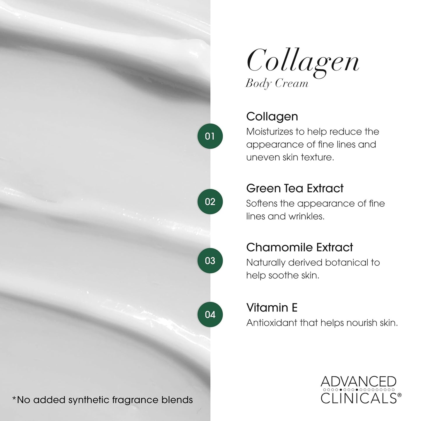 Advanced Clinicals Collagen Cream Body Lotion & Face Moisturizer W/Vitamin E | Skincare Moisturizing Collagen Lotion For Women, Men, Hand, & Neck Improves Look Of Crepey Skin & Uneven Dry Skin, 2pc