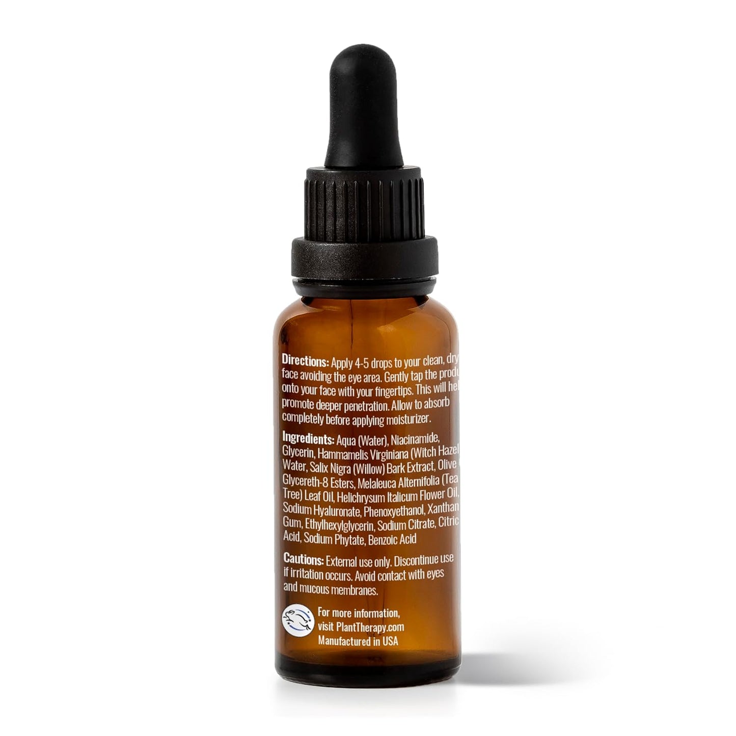 Plant Therapy Tea Tree with Niacinamide Facial Serum 1 oz with Tea Tree Essential Oil, Witch Hazel, and Willow Bark, Excellent for Problem Skin While Creating Healthy, Clear Skin