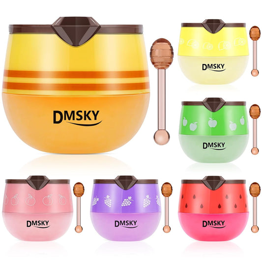 DMSKY Bee Lip Balm Honey Pot 6 PCS, Nourish & Hydrate Lip Sleeping Mask with Vitamin E, Lip Mask Overnight for Dry Lips, Reduces Lip Lines