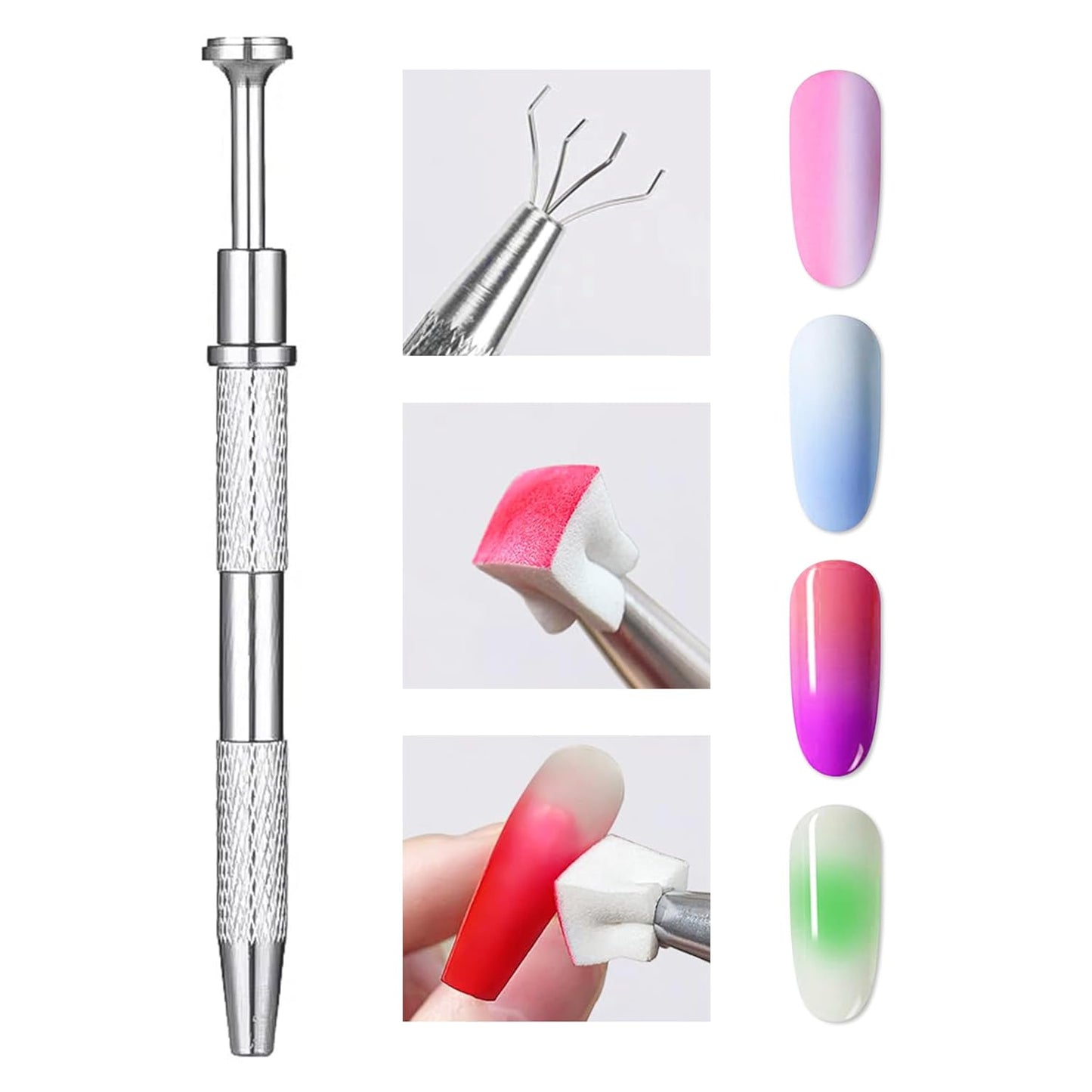 Nail Sponges Set for Ombre Gel,Nail Art Tools Set-50Pcs Nail Sponges With Gold Grabbing Pen Nail Brush Cleaner Transparent Plastic Storage Box Used to Store Nail Art Tools