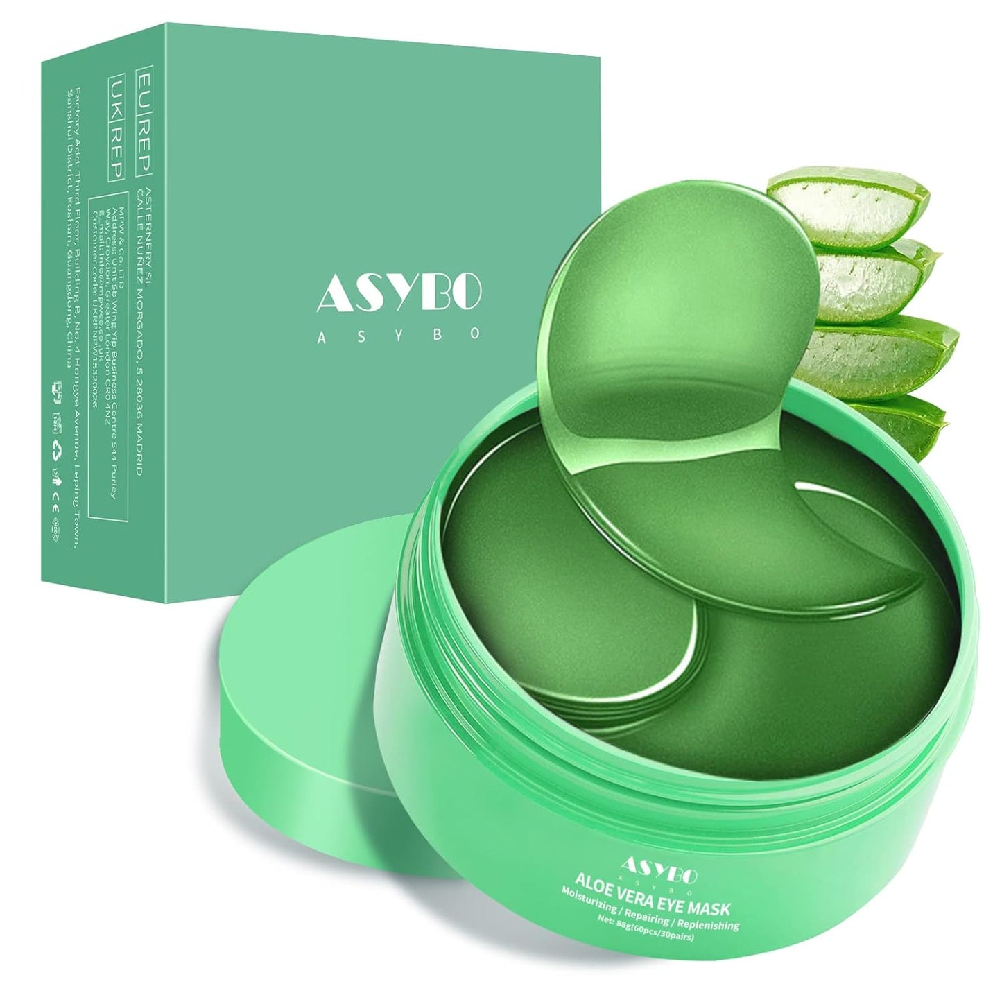 Aloe Vera Eye Mask, 60 Pcs Under Eye Patches, Eye Treatment Mask for Under Eye Bags, Dark Circles, Puffy Eyes, Fine Lines, Anti-Aging and Anti-Wrinkle, Hydrating Eye Mask Skincare