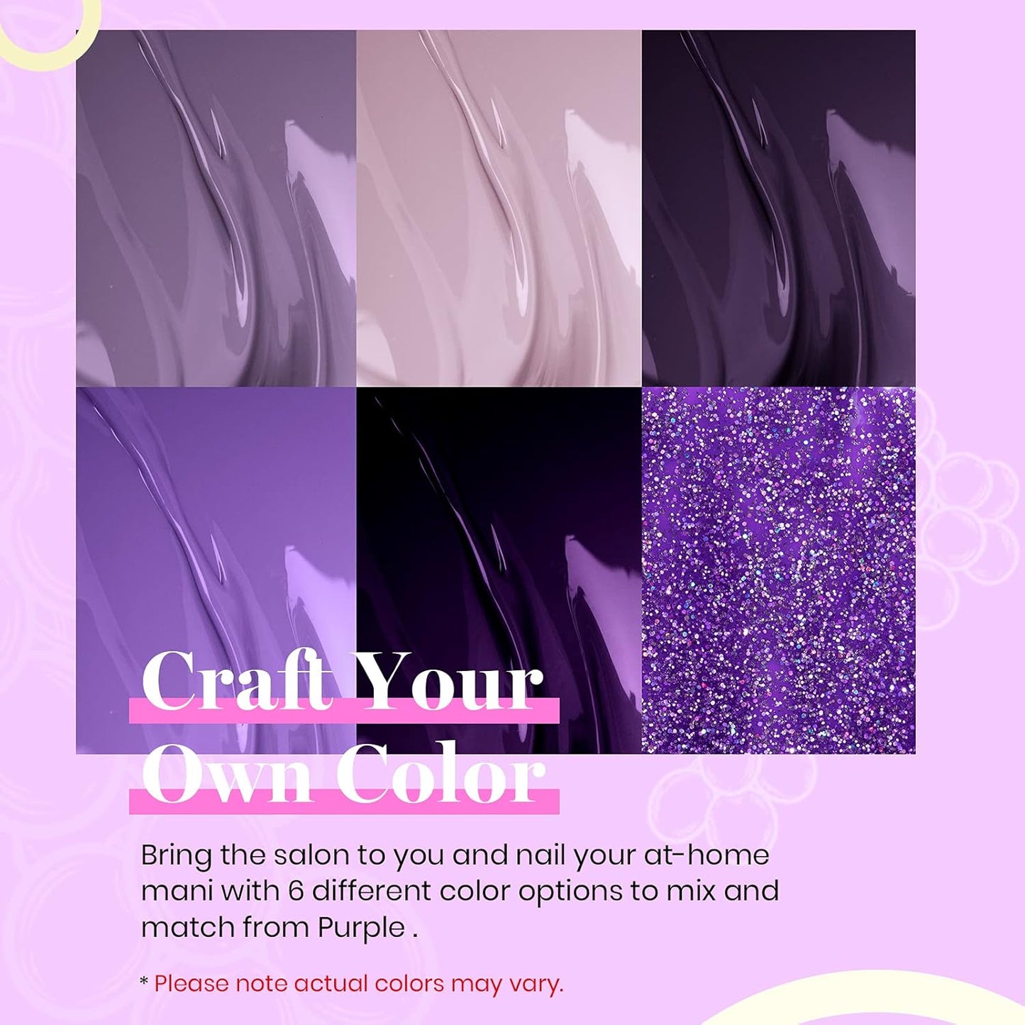 beetles Gel Polish Grape Vine Purple 6 Colors Purple Lavender Dark Lilac Glitter Pink Nail Polish Soak Off Uv LED Gel Nail Kit Salon Diy Nail Art Manicure Salon Home Gifts for Women