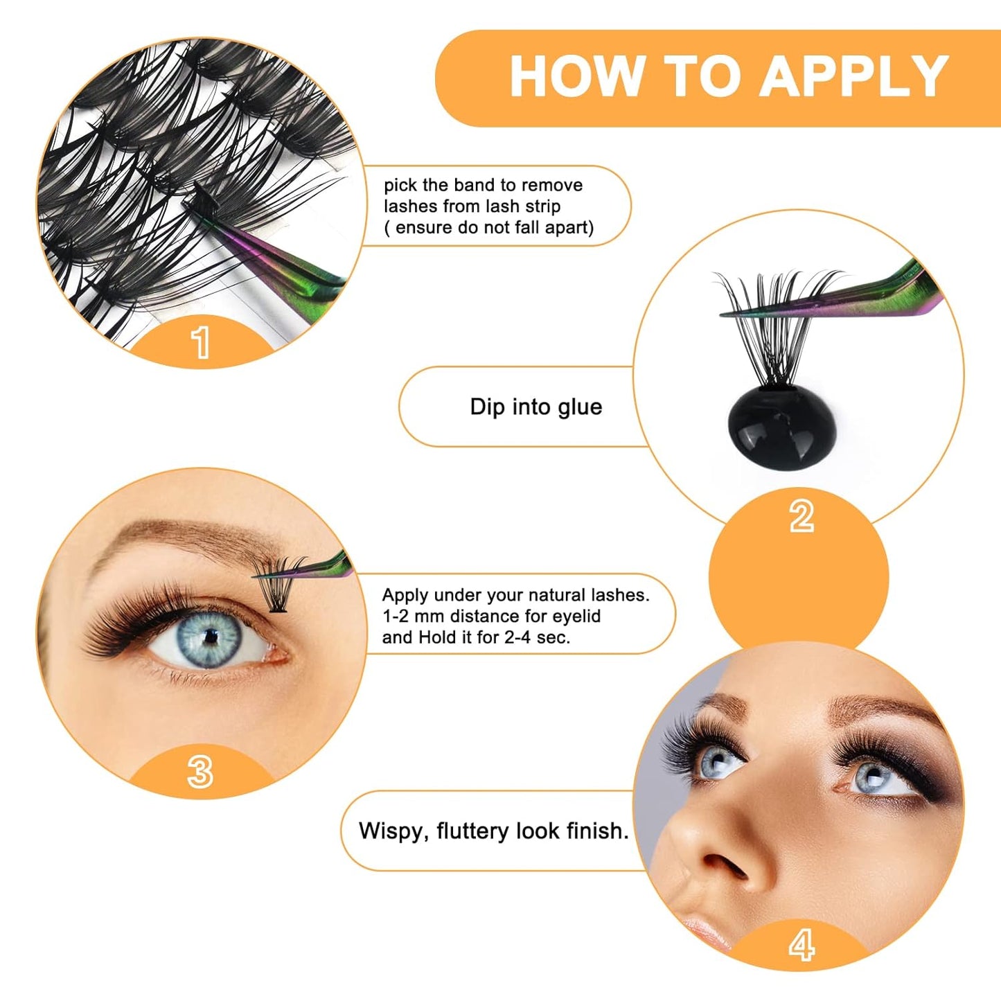 B&Qaugen Lash Clusters 30D-D-17 Individual Lashes 280 Clusters False Eyelash 10D 20D 30D 40D Lash Clusters Extensions Individual Lashes Cluster DIY Eyelash Extensions at Home (30D-D,17MM)