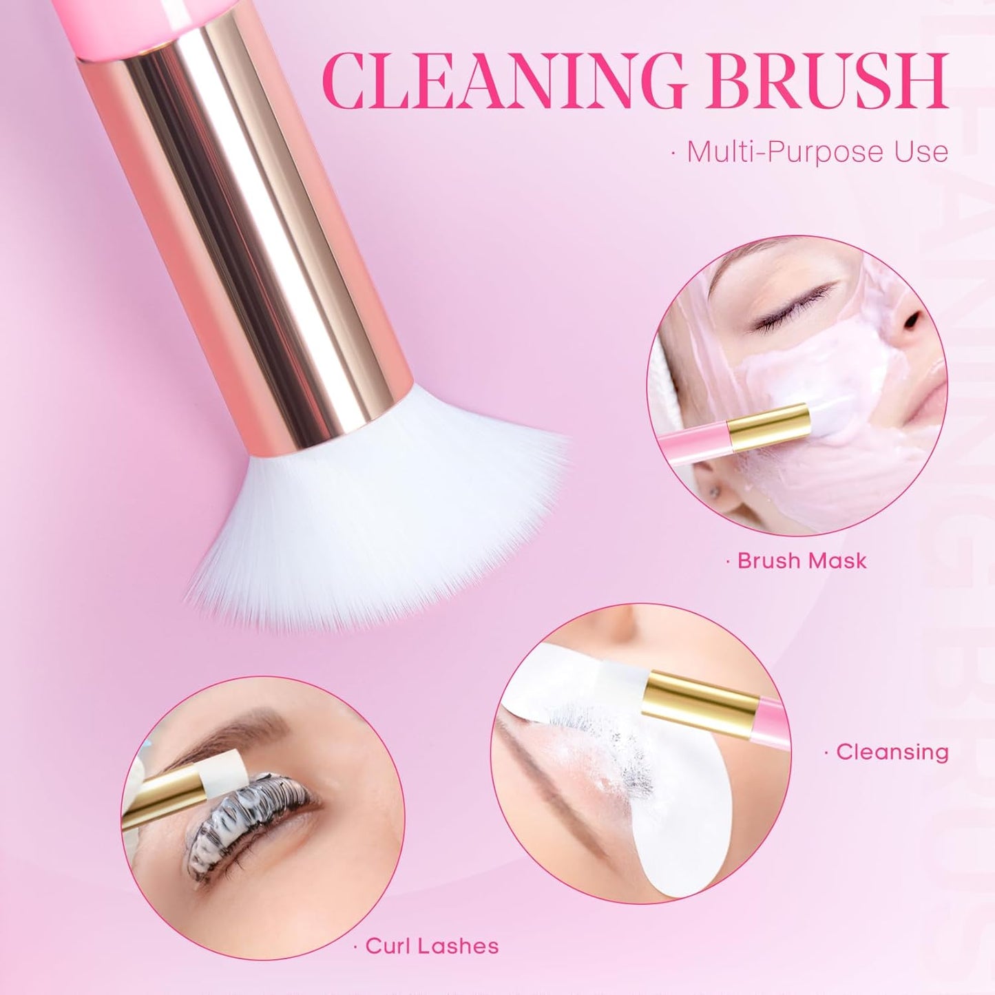 Buqikma Lash shampoo for Eyelash Extension, 60Ml/2.11fl.Oz Eyelash Shampoo Kit with Lash Wash Brushes Gentle Lash Extension Cleanser for Professional Salon and Home Eyelash Care