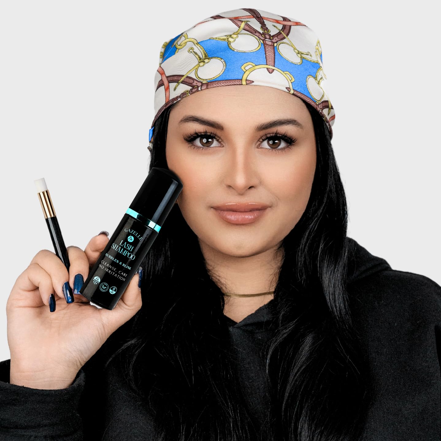 Gazelle Lash Shampoo with Brush – Gentle, Oil-Free Foaming Eyelash Extension Cleanser & DIY Lashes – Lash Cleaning Kit Removes Makeup, Dirt & Oil – No Irritation, No Burning – Salon & Home Use