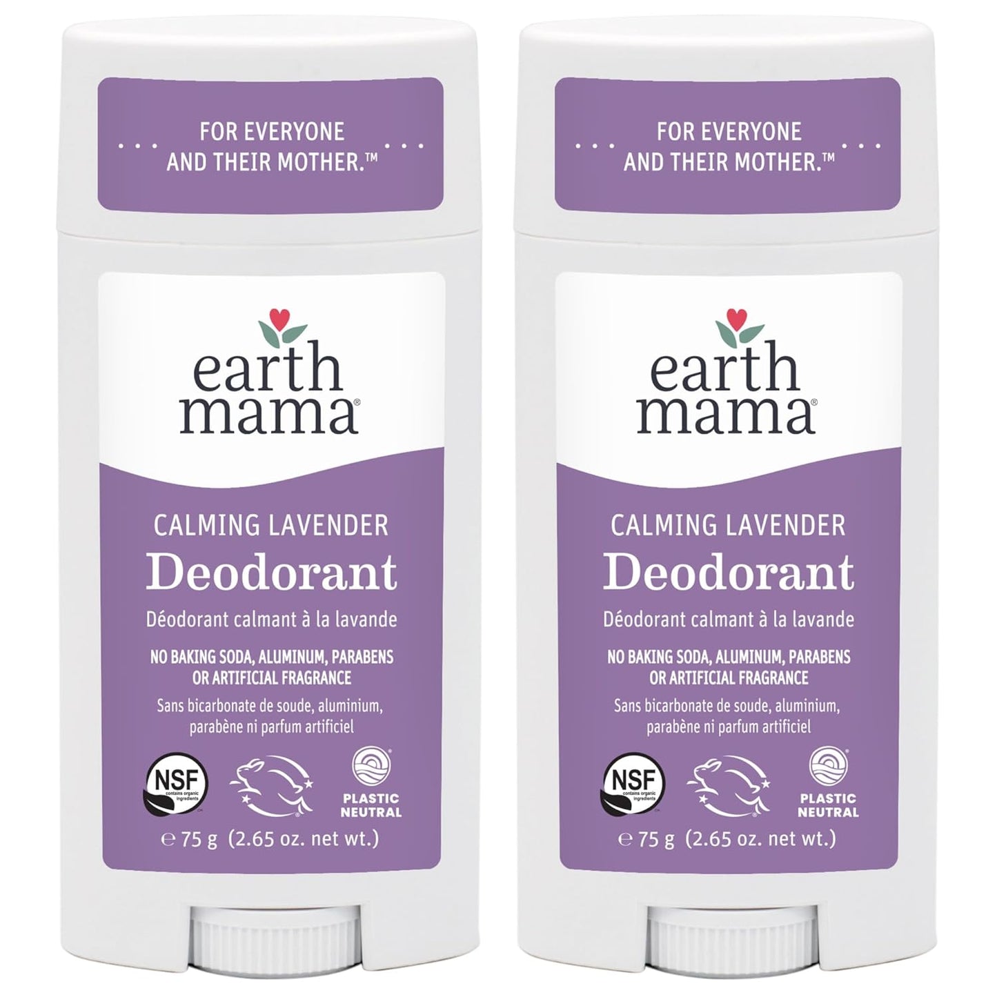 Earth Mama Calming Lavender Deodorant | Safe for Sensitive Skin, Pregnancy and Breastfeeding, Contains Organic Lavender, Calendula and Coconut Oil, No Baking Soda or Aluminum, 2.65-Ounce (2-Pack)