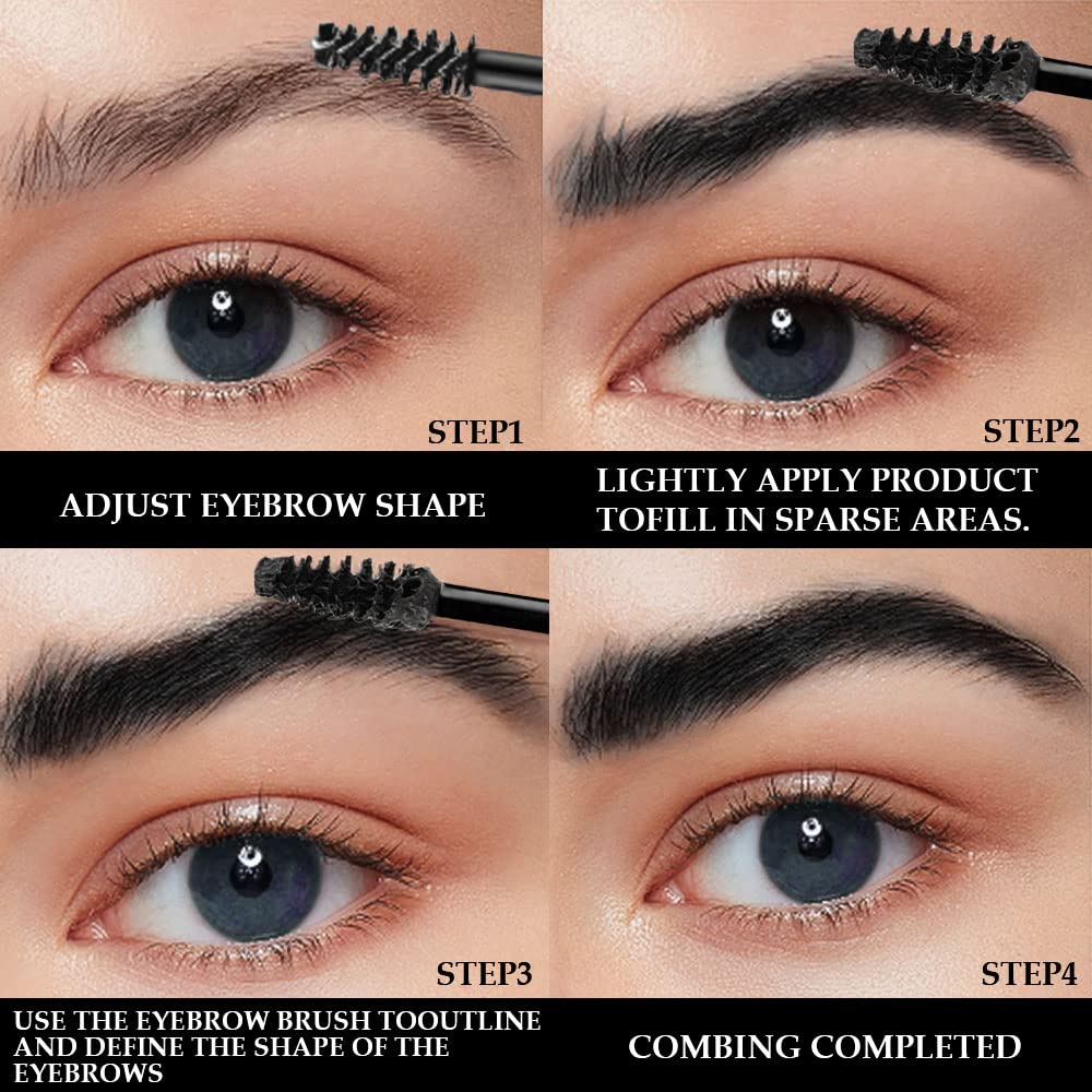 Tinted Thickening Brow Mascara,Brow Fast Sculpt,Waterproof, Transfer-proof, Brush to Fill in Eyebrows and Cover Gray Hairs - Cruelty Free - Light Medium Brown (2pcs 08 Black)