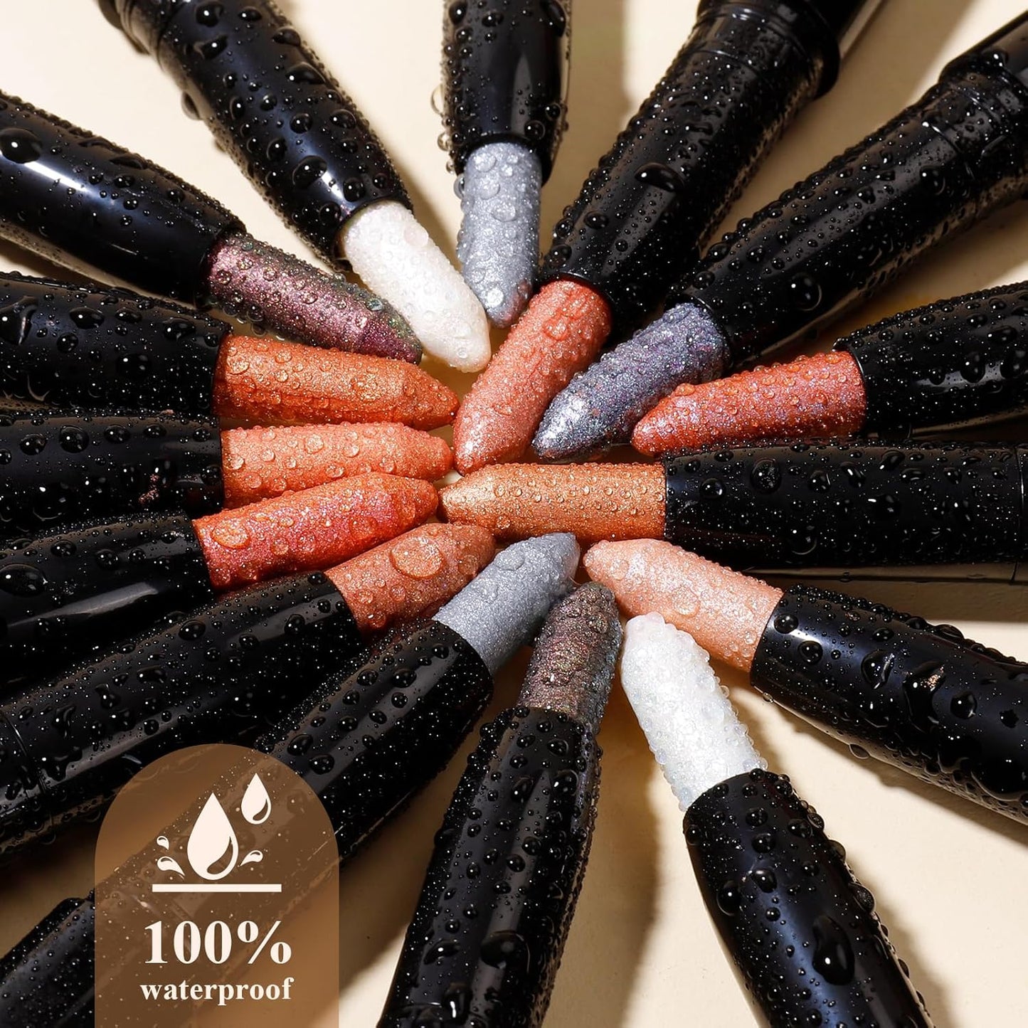 Longwear Cream Eye Shadow Sticks(06 Cognac Shimmer),Smudge-Proof, Waterproof Eyeshadow,Silky Formula Glitter With Makeup Brush, Bronze Eyeshadow Stick