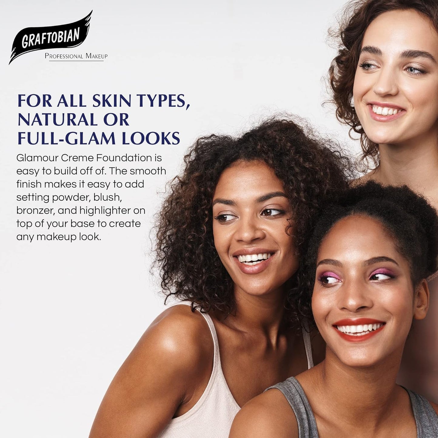 Graftobian HD Glamour Crème Foundation 1/2oz, Weightless Full Coverage Makeup, 65 Inclusive Shades, For All Skin Types, Natural or Full-Glam Looks, For Professionals and Beginners, Femme Fatale