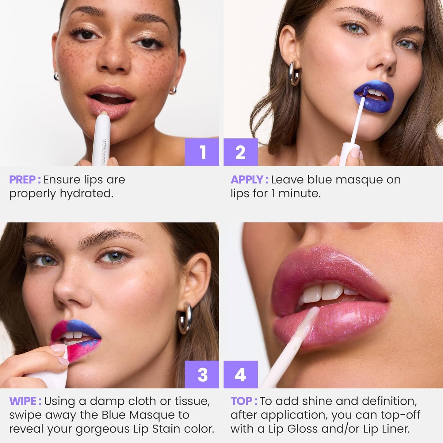 Wonderskin Wonder Blading All Day Lip Stain Peel Off Masque - Long Lasting, Waterproof and Transfer Proof Pink Lip Tint, Matte Finish Peel Off Makeup (Romance Masque)