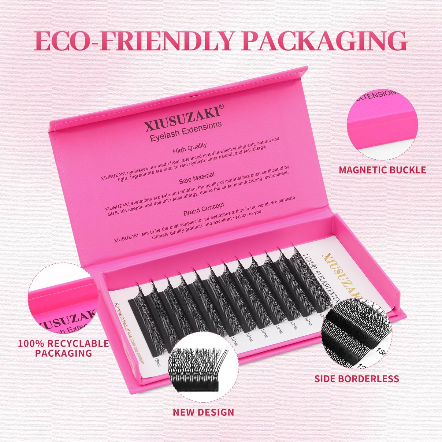 Lash Extensions Double Tips 3D Eyelash Extensions W Shape 0.07mm Thickness C Curl 14mm Premade Fans Easy Fan Volume Matte Black Crisscross Eyelashes(W-3D-Double Tips-0.07-C,14mm)