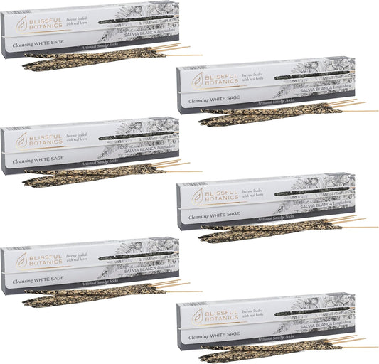 Tulasi White Sage Smudge Incense Sticks Pack – 48 Natural Smudge Sticks (6 Boxes x 8), Long Burning (55 Min), Aromatherapy, Spiritual Cleansing, Meditation, Mood Lifting, Air Purifying Incense