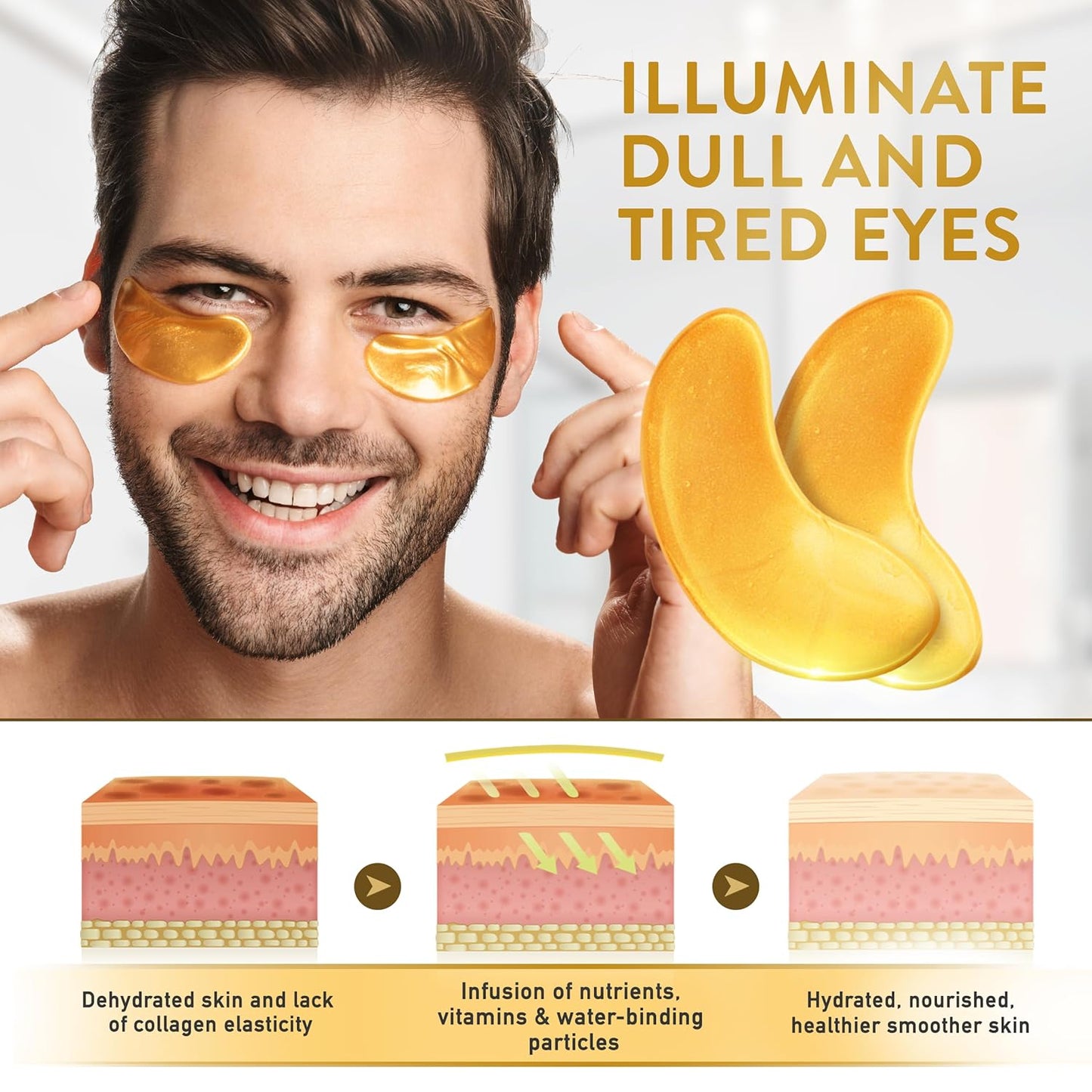 PatchRx 24K Gold Under Eye Patches for Puffy Eyes and Dark Circles with Pure Collagen, Eye Gel Pad Masks for Reducing Eye Bags, Puffy Dark Circles, Wrinkles, and Fine Lines- 72 Pairs