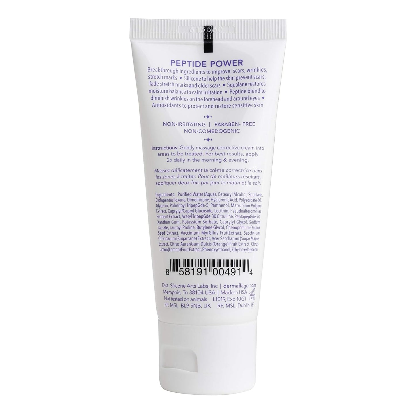 Dermaflage Acne Scar Removal Cream With Peptide Power, Fade Acne, Surgical Scars, Stretch Marks And Wrinkles With Good Skin, 2 oz.