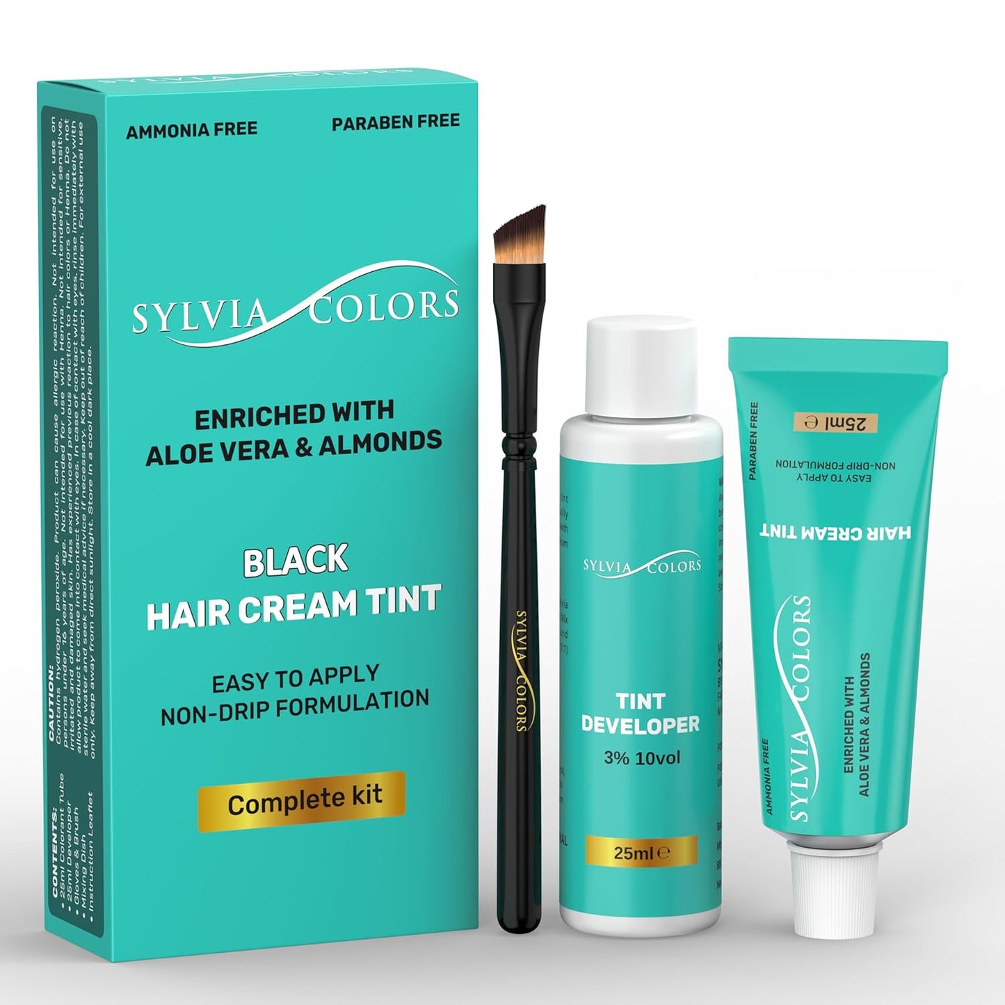 Professional Tint Kit Semi-Permanent 40 Applications Lasts 4-6 Weeks Spot Coloring Set WaterprooF (Black, 25 ML)