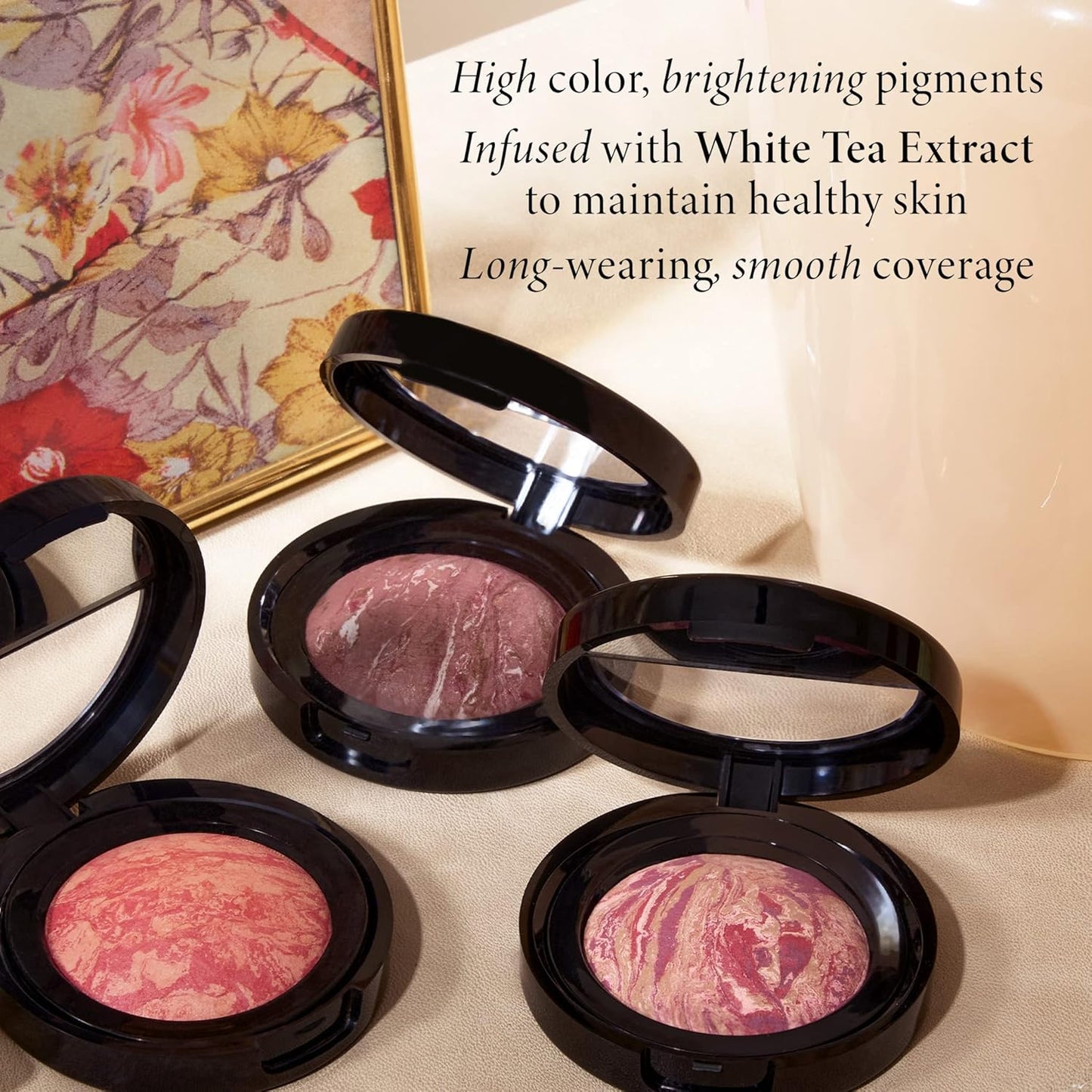 LAURA GELLER NEW YORK Baked Blush-n-Brighten Marbleized Blush + Angled Brush (04 Ethereal Rose, 47mm)