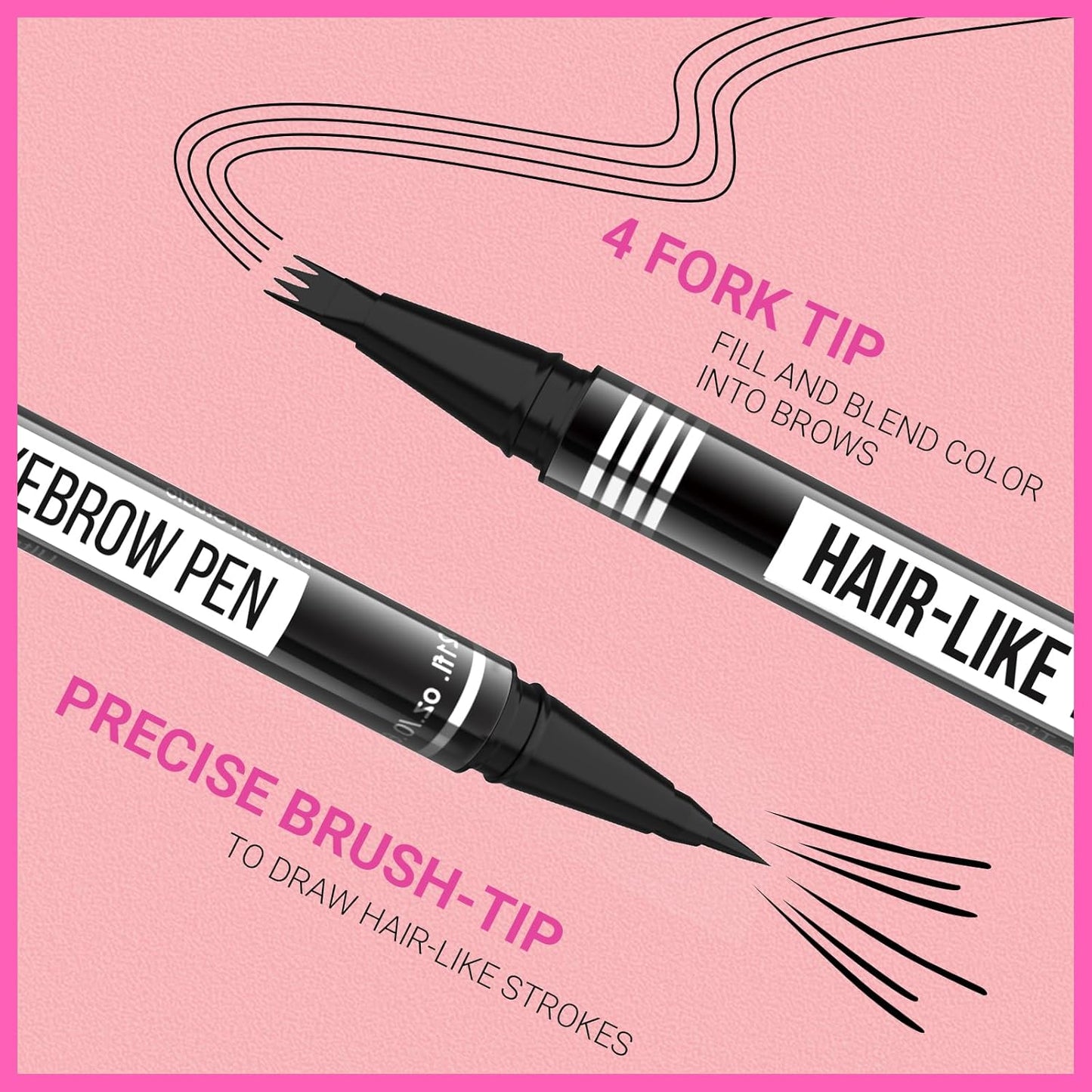 iMethod Eyebrow Pen - Eyebrow Pencil Magical 2-in-1 Eye Brow Pencils for Women with 4-Fork-Tip & Precise Brush-Tip for Natural Hair-Like Brows, Last All-Day, with Eyebrow Spoolie Brush, Light Brown