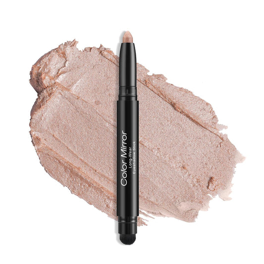 Longwear Cream Eye Shadow Sticks(01 Baby Pink Shimmer),Smudge-Proof, Waterproof Eyeshadow,Silky Formula Glitter With Makeup Brush,Light Pink Sheer Shimmer