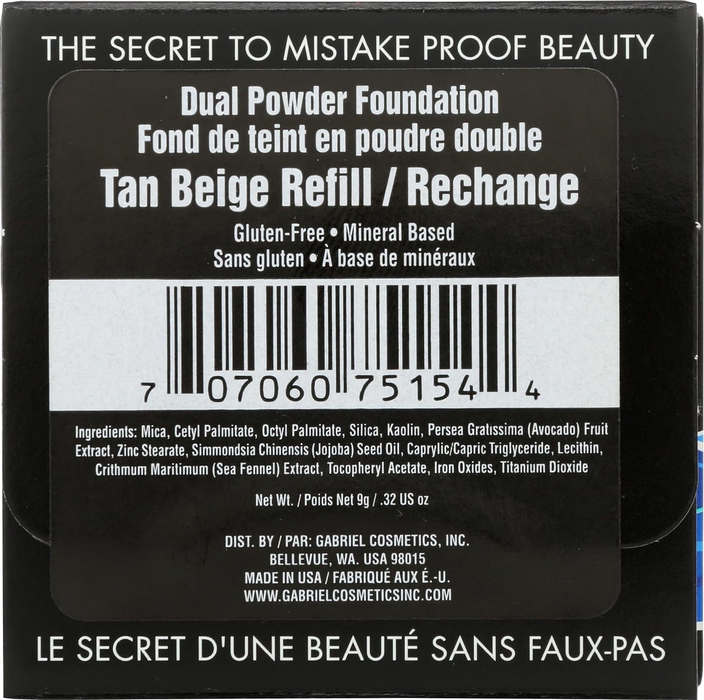 Paraben Free, Vegan, Gluten-free, Cruelty-free, Non GMO, Pressed mineral powder, (REFILL Tan Beige)