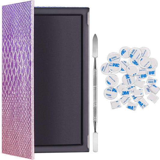 Sumind Empty Makeup Eyeshadow Palette Set 1 Magnetic Empty Palette with 1 Depotting Spatula and 30 Pieces Adhesive Empty Palette Metal Stickers Empty Palette Kit for Makeups (Rectangle)