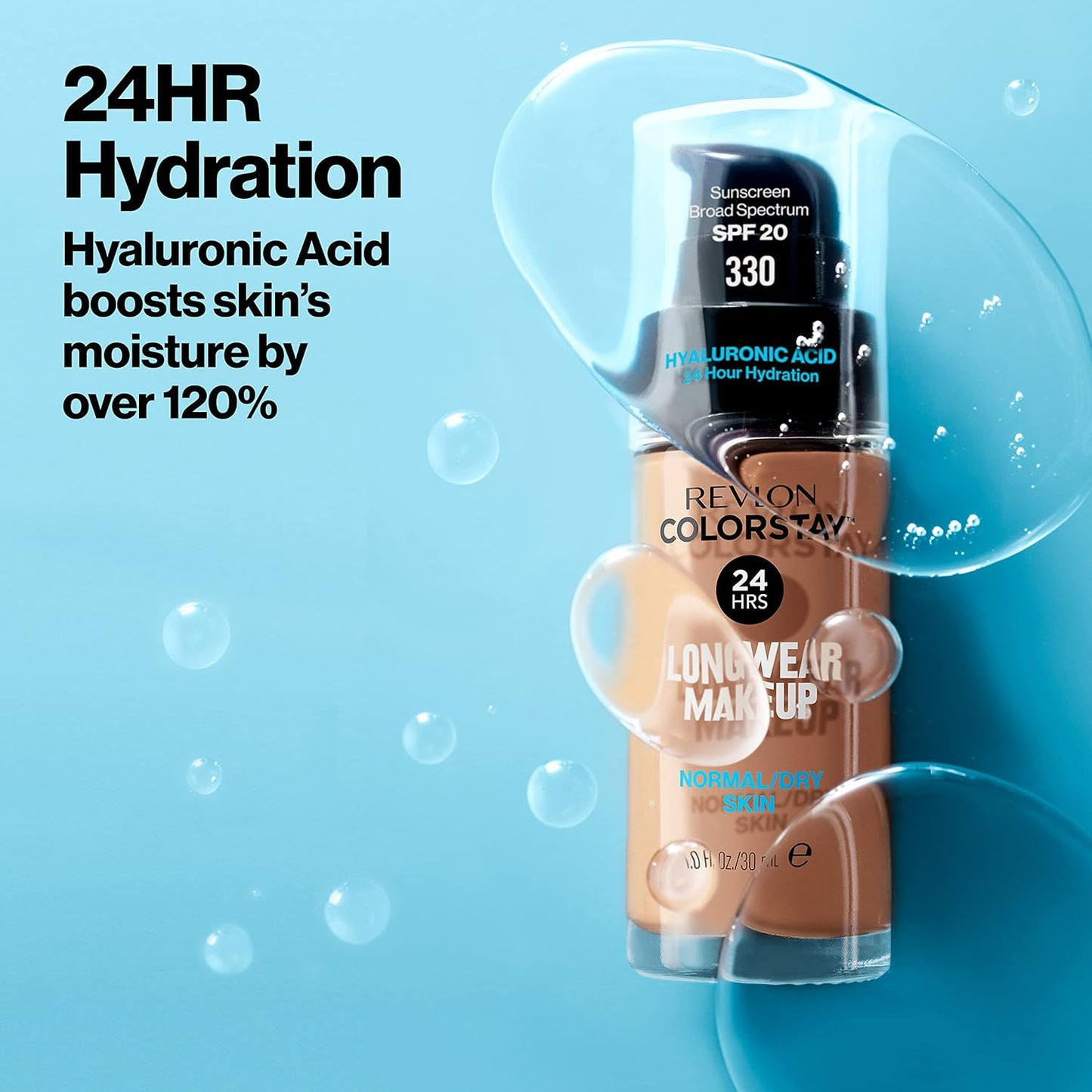 Revlon Liquid Foundation, ColorStay Face Makeup for Normal & Dry Skin, SPF 20, Longwear Medium-Full Coverage with Natural Finish, Oil Free, 180 Sand Beige, 1 Fl Oz