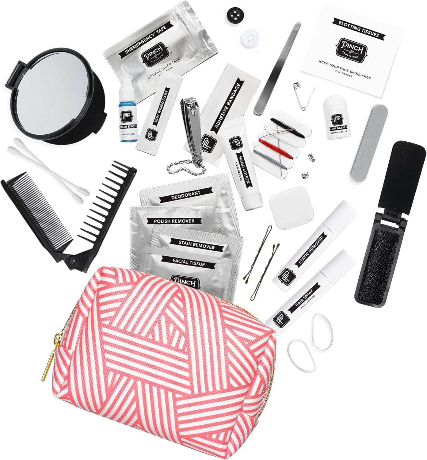 Pinch Provisions Shemergency Kit for Her, 40 Emergency Essential Items, Compact, Multi-Functional Pouch, Gift for Women, Birthday, Bachelorette Parties, and More!