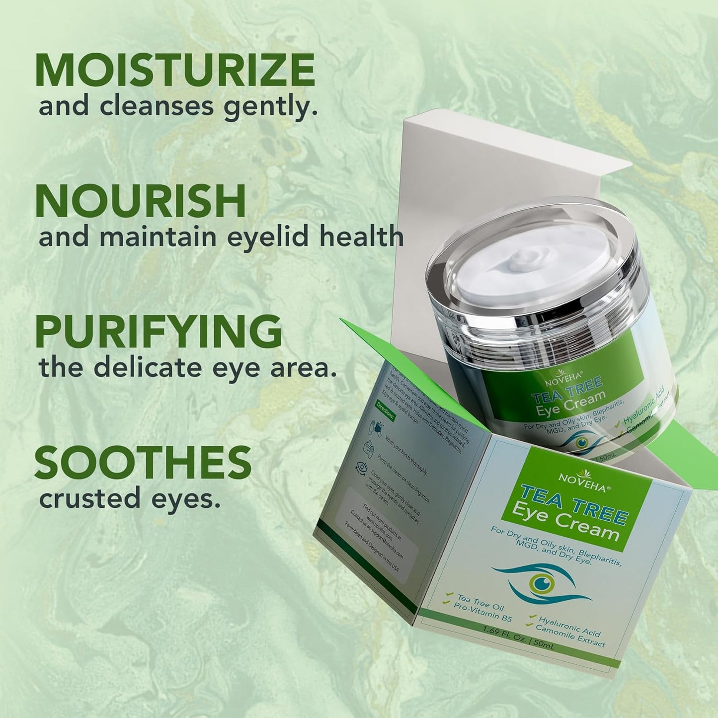 NOVEHA Tea Tree Anti Wrinkle Eye Cream - Firming Eye Cream Treatment - 1.69 Fl. Oz