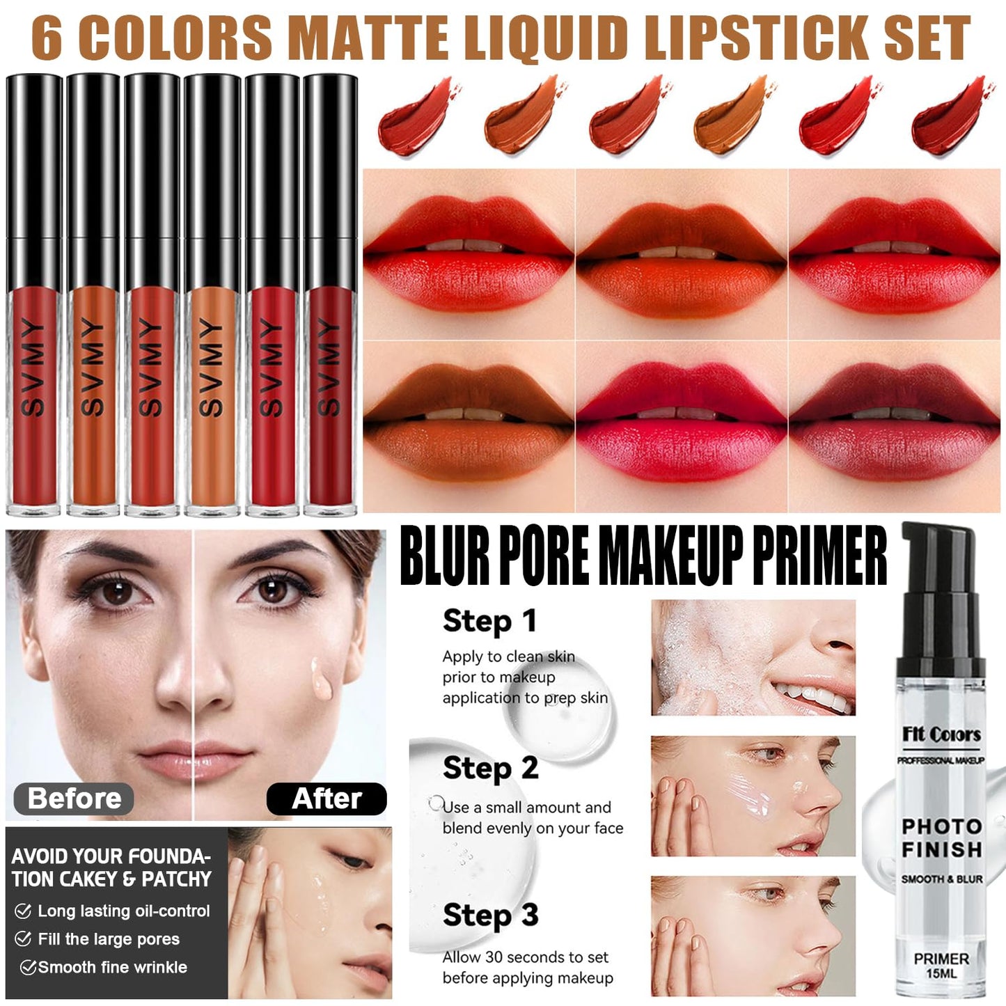 All in One Makeup Kit,Includes Naked Eyeshadow,CC Cream,Liquid Foundation,Lipstick Set,Mascara,Makeup Brush,Makeup Sponge,Eyebrow Pencil,Eyebrow Soap,Eyeliner Stamp, Primer,Contour Stick,Cosmetic Bag