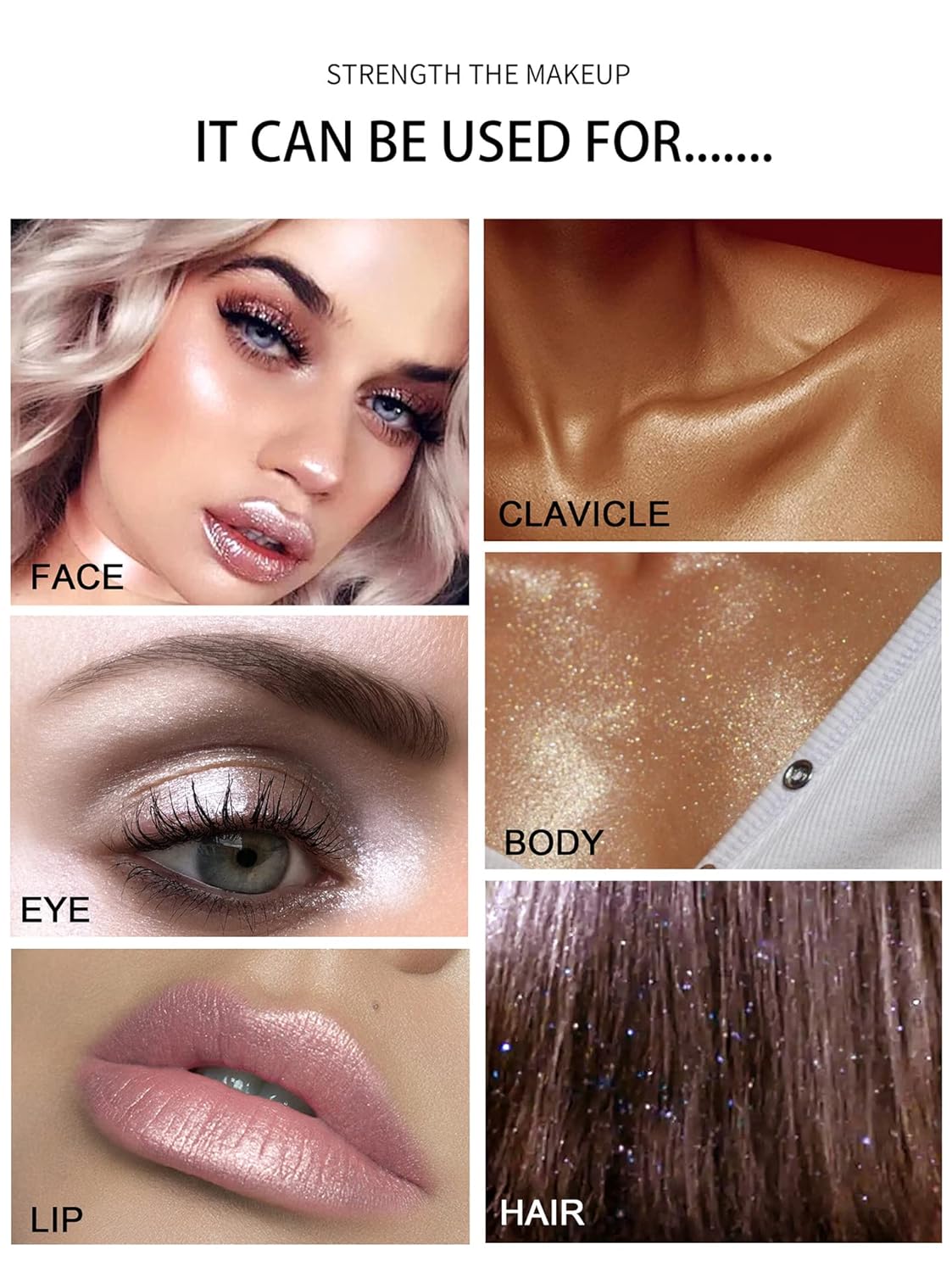 Glitter Powder Highlighter Makeup, Body Brightens the Natural Three-Dimensional Face Blusher Fairy Highlight Patting Powder. (05# Gold Color)